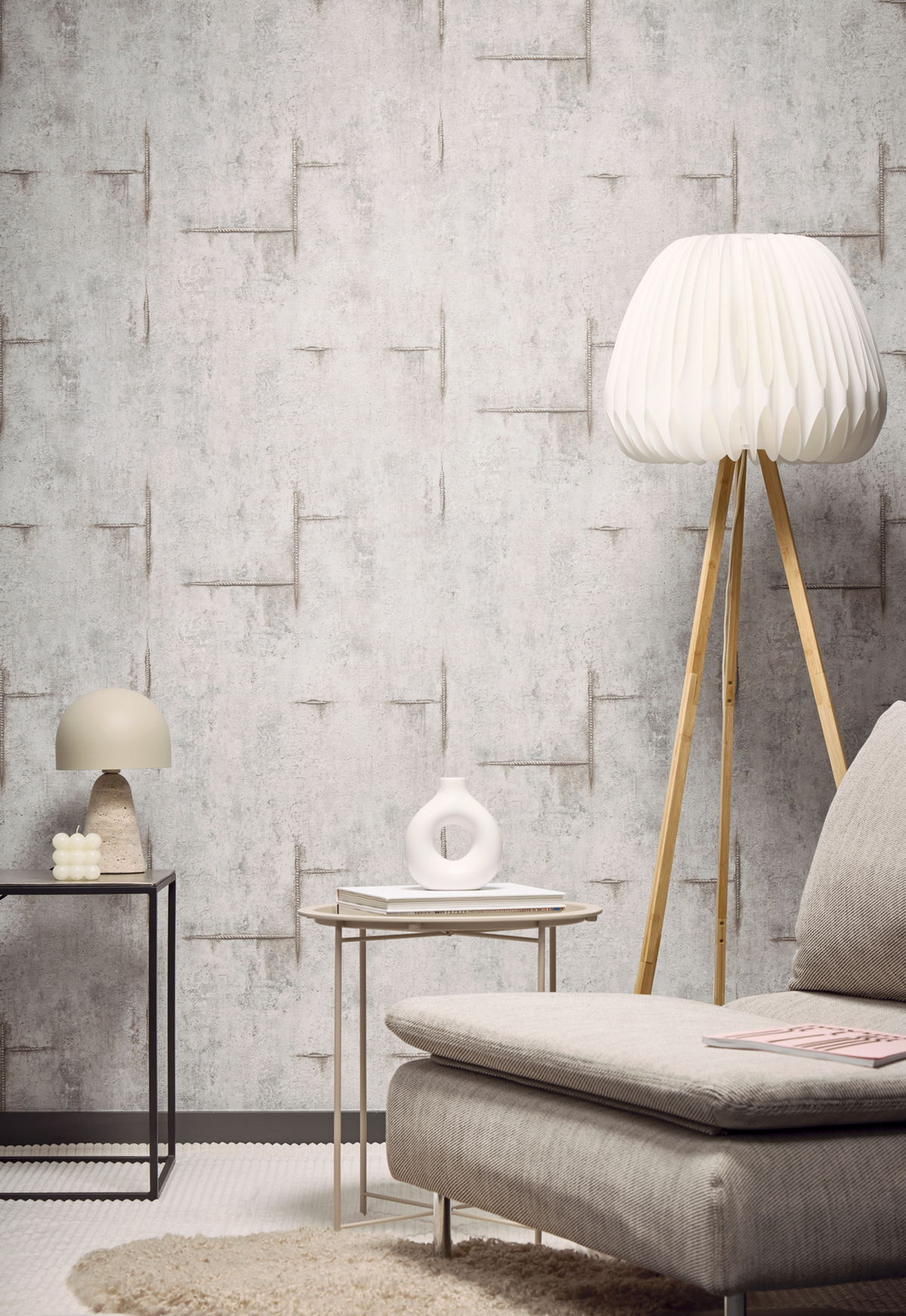 Papier peint Béton Graphite Groove gris perle - Cosmoliving d'A.S. Création AMB4 | Réf. AS-790852