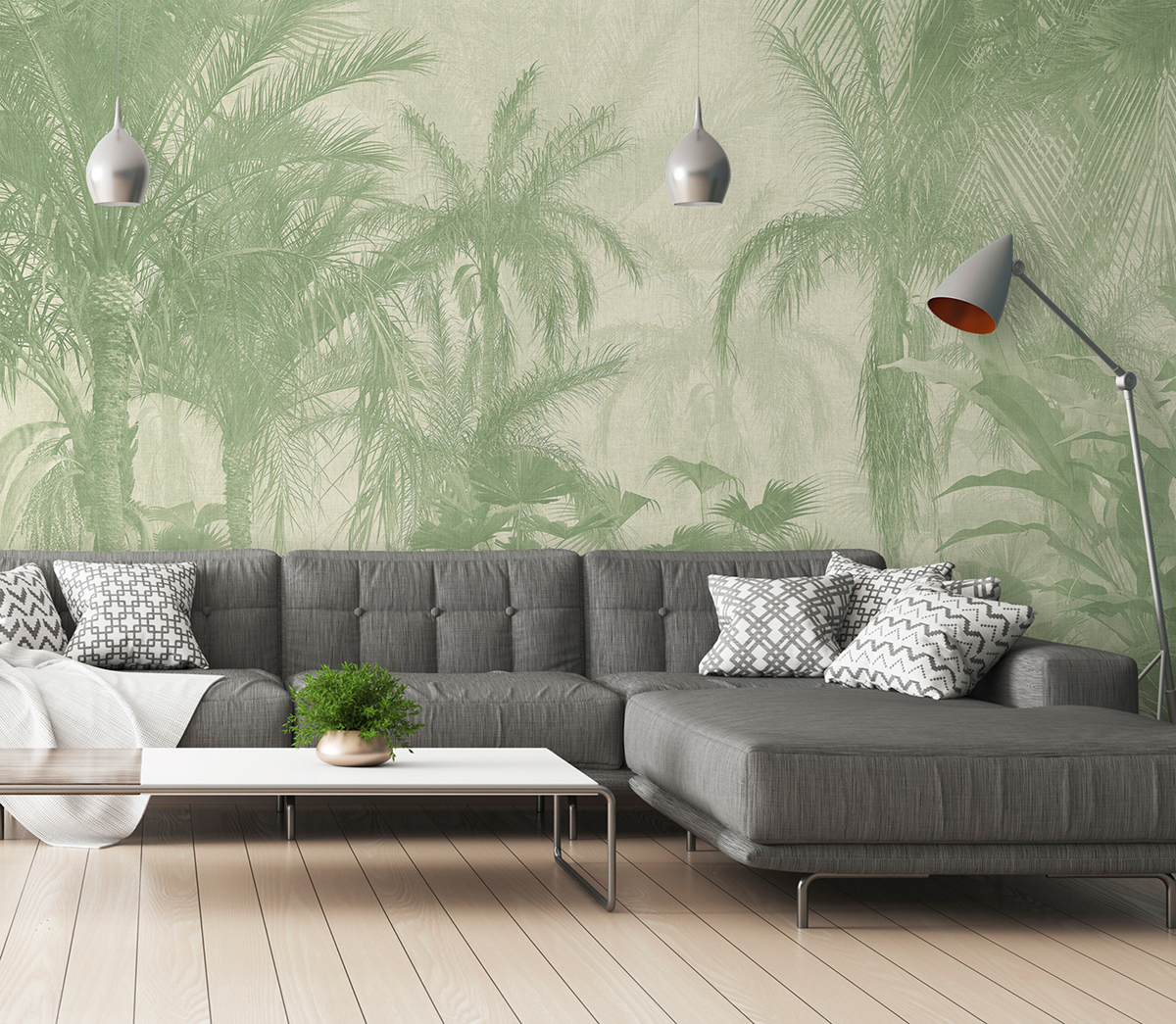 Papier peint panoramique Exotique Borneo vert - Panorama 2 de Lutèce | Réf. LTC-PAN1481C