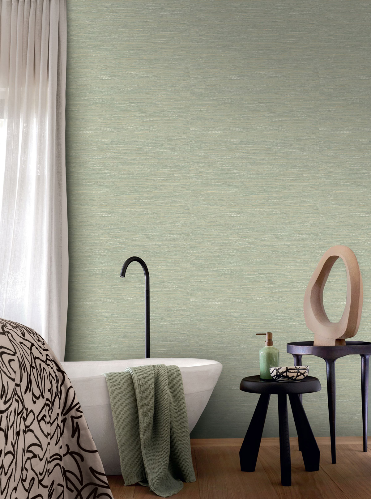 Papier peint Faux Uni Tissage Tatami opaline - Le Jacquard de Casamance | Réf. CAS-C75343364