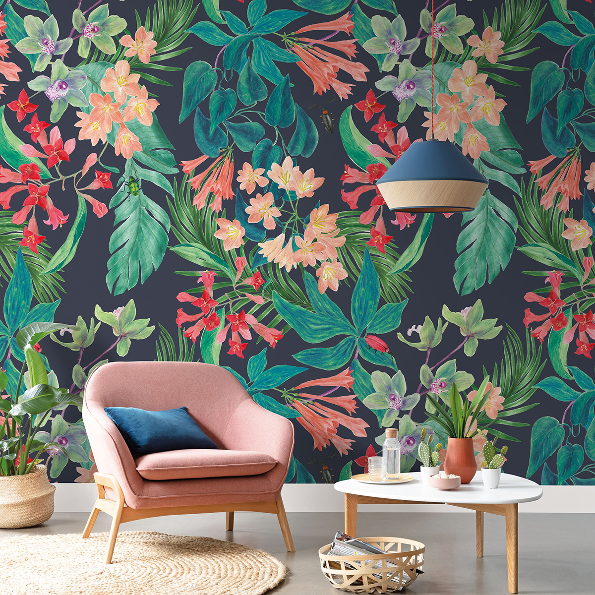 Papier peint panoramique Fleurs Maylis rouge - Beauty Full Image 2 de Casadéco | Réf. BFM102487892