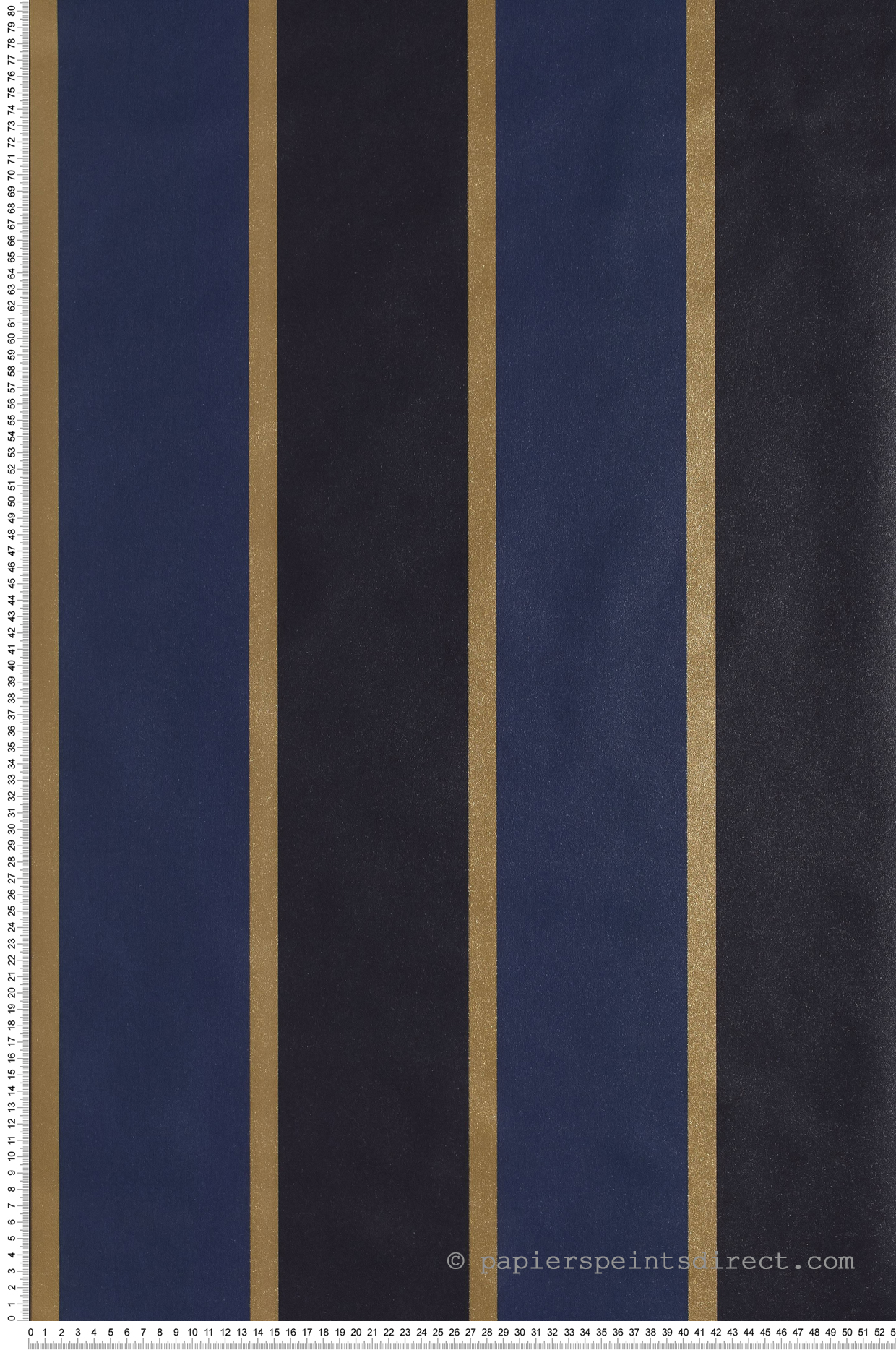 Papier Peint Rayures larges bordées marine-or - Jeux de rayures 2 de Lutèce  | Réf. LTC-G67545