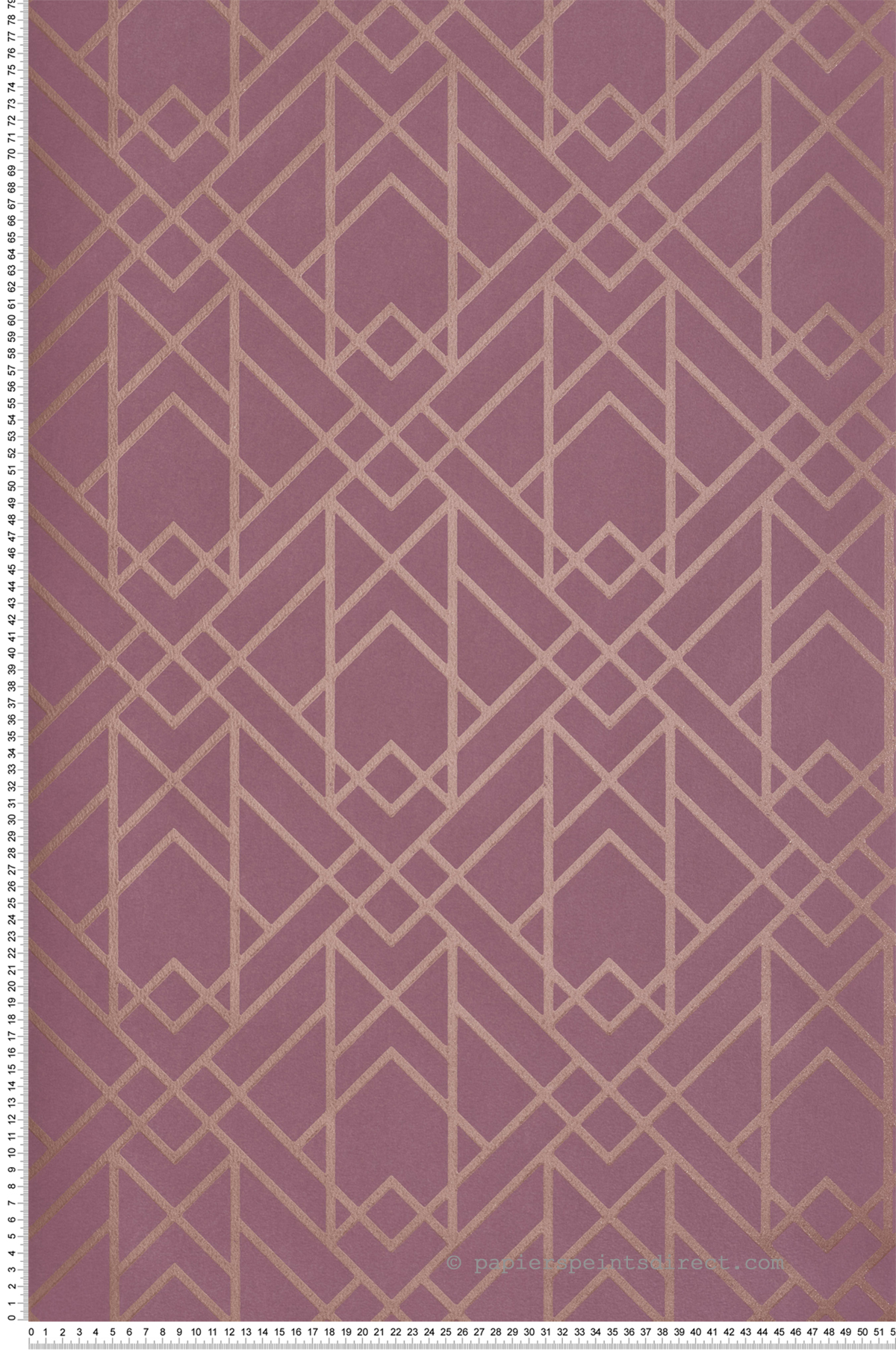 Papier peint Géométrique Art Déco cassis - Elodie 1838 Wallcoverings d'Initiales | Réf. INI-90714002