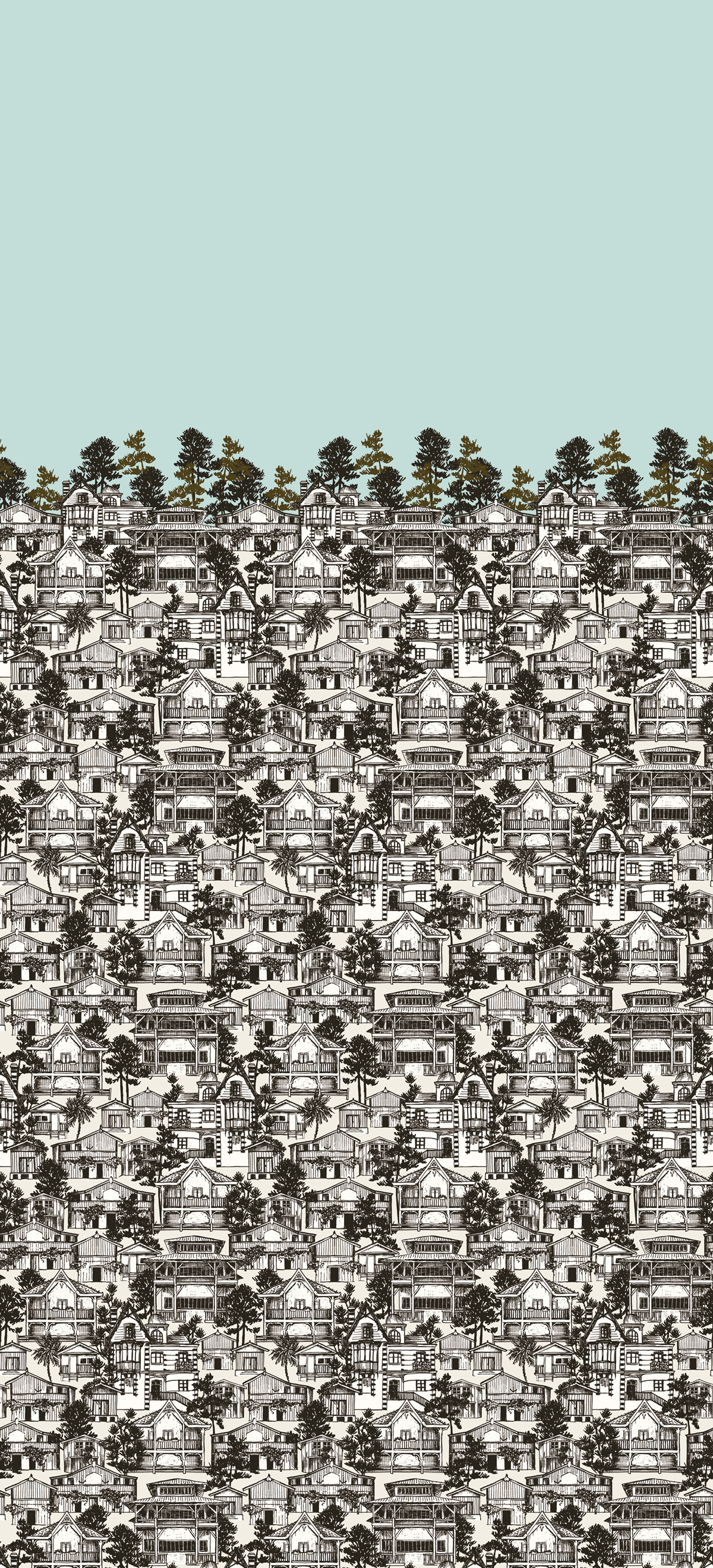 Papier peint panoramique Première ligne Bleu - 3 lés - Isidore Leroy