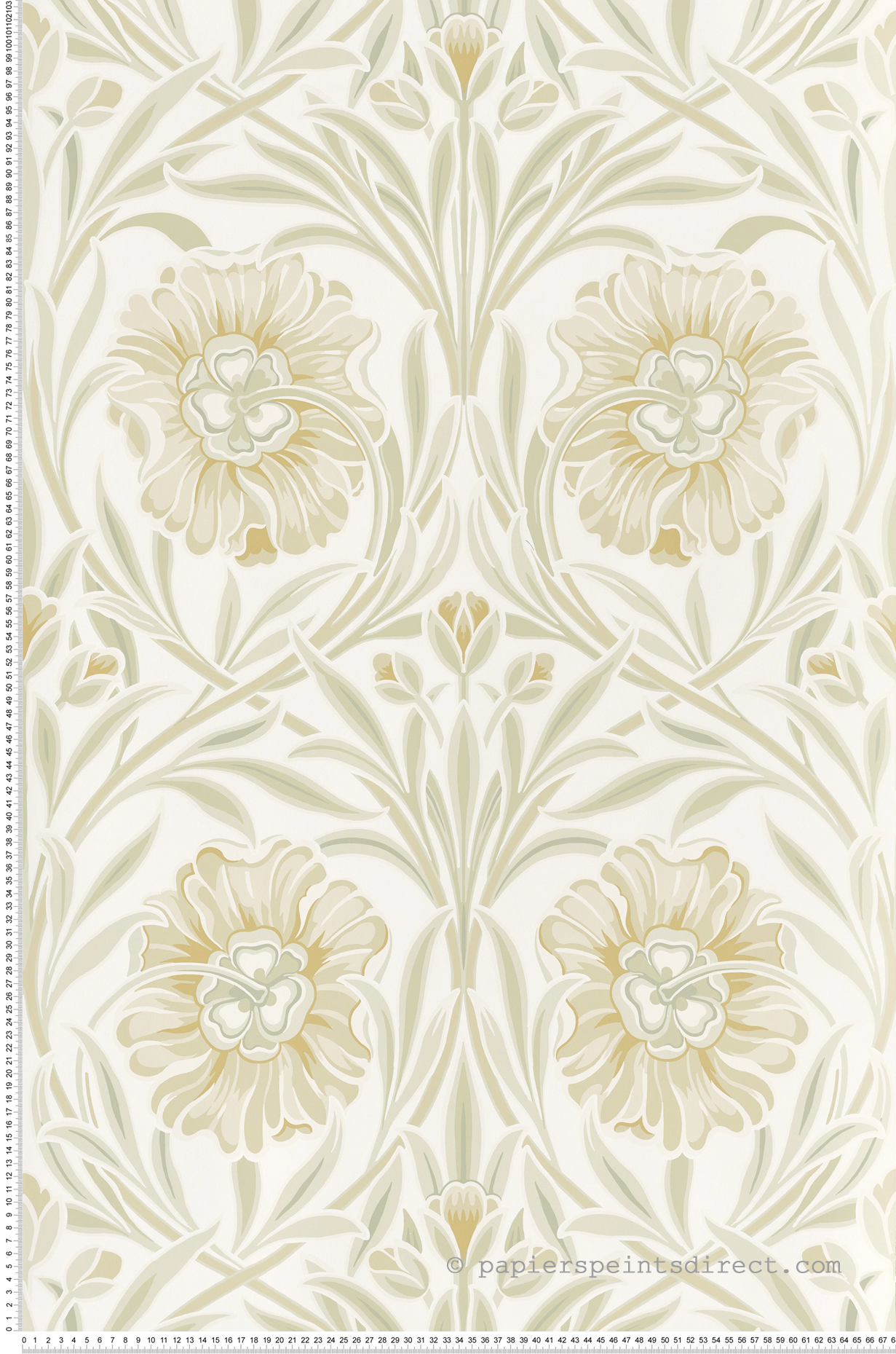 Papier peint Fleurs Art Nouveau Isadora ivoire amande - Isadora de Casamance | Réf. CAS-70370100