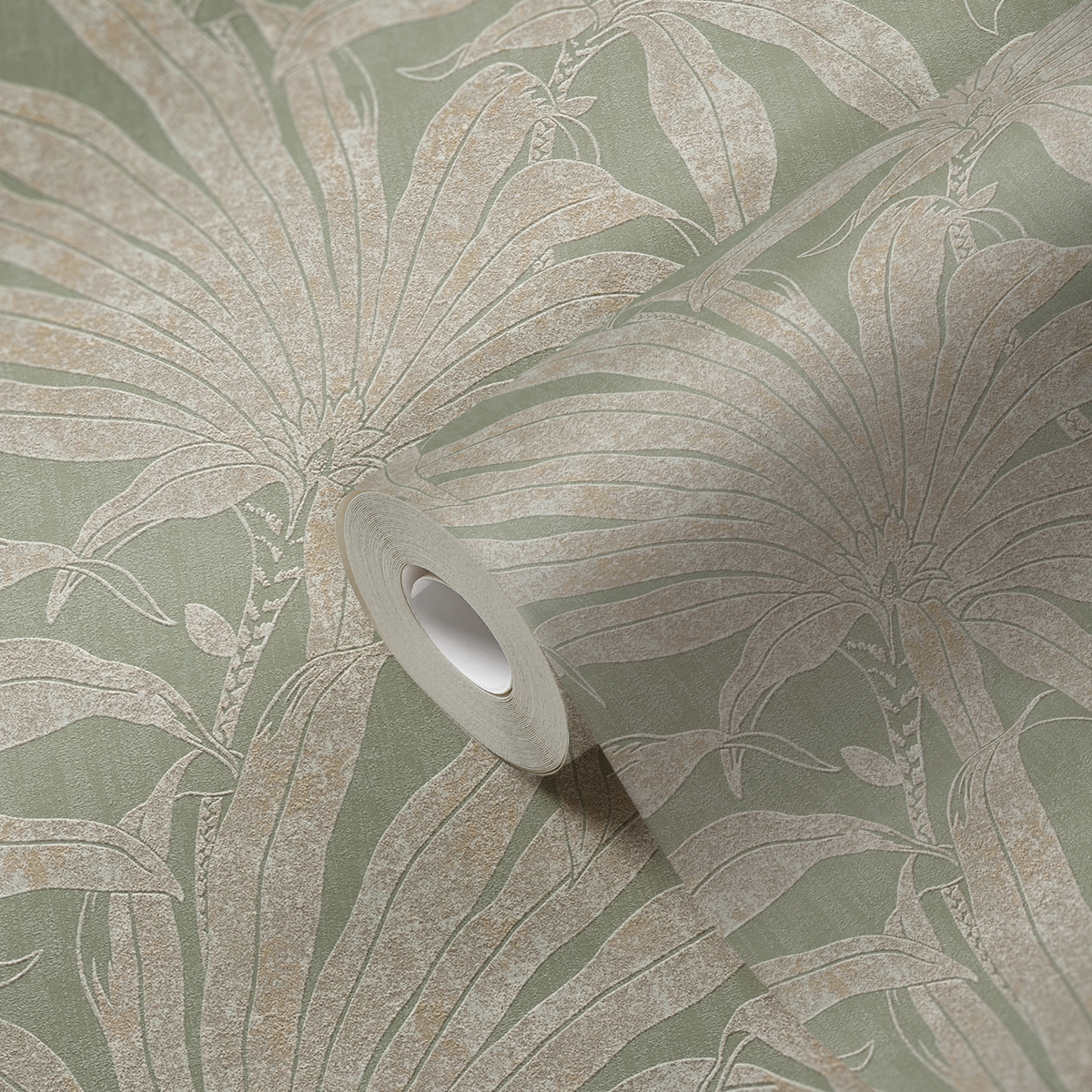 Papier peint Palmier Alizea vert amande doré - Jade 2 d'A.S. Création AMB3 | Réf. AS-395012