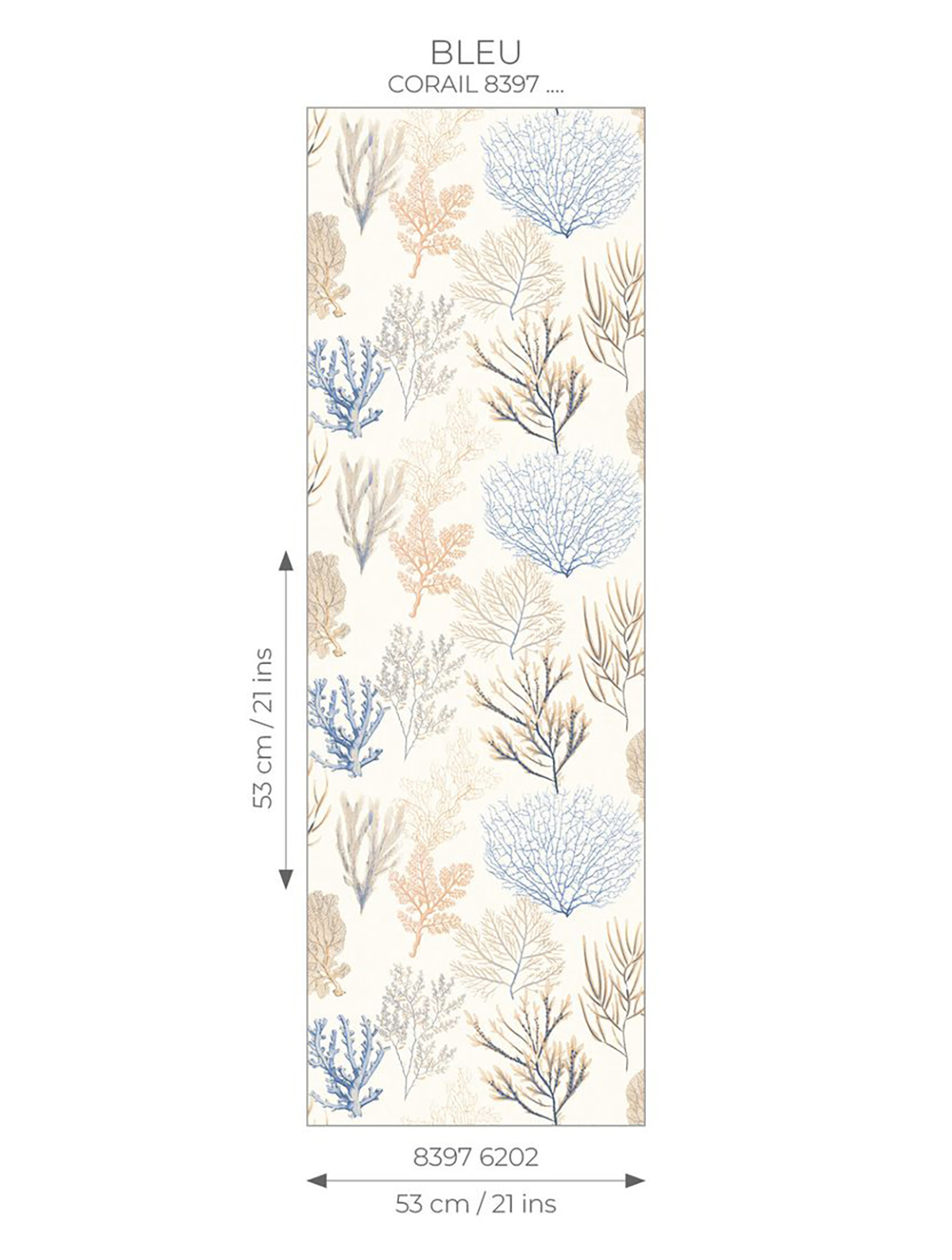 Papier peint Marin Corail bleu - Seaside de Casadéco | Réf. SEAS83976202