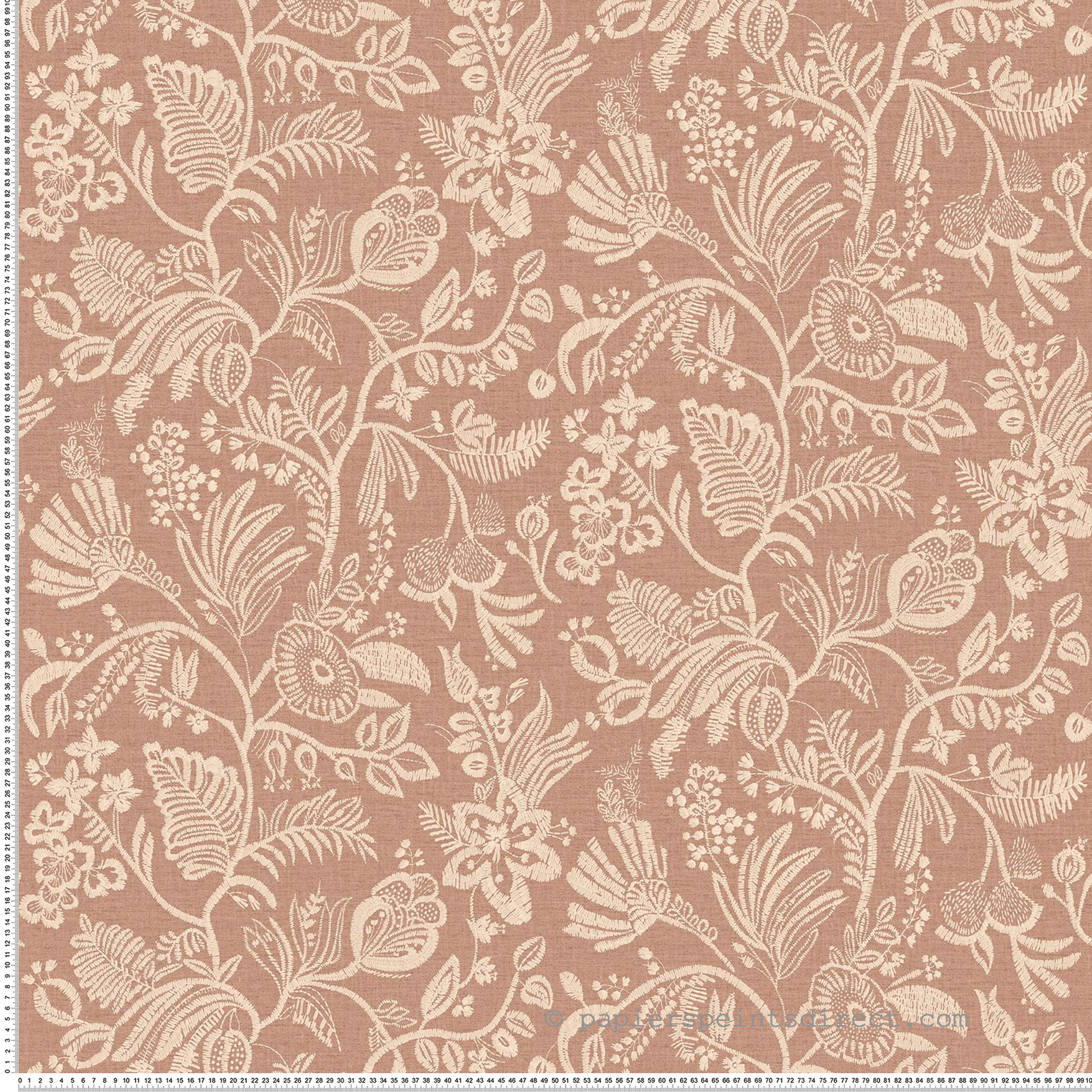 Papier peint Brodé Floral Pastel rose chair - Broderies de Casamance | Réf. CAS-76960610