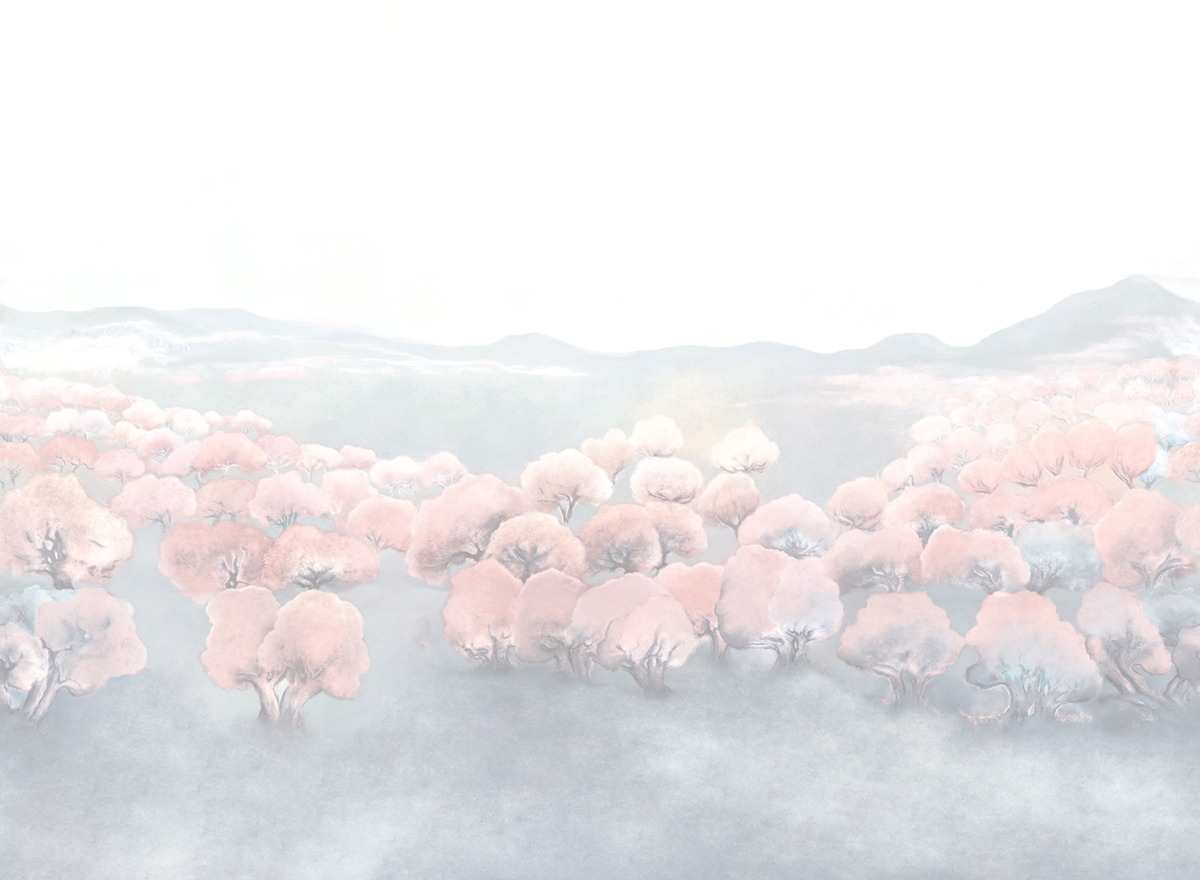 Papier peint panoramique Arbre Pastorale Pastel A+B+C - 1/2/3/4/5/6/7/8/9 - Isidore Leroy