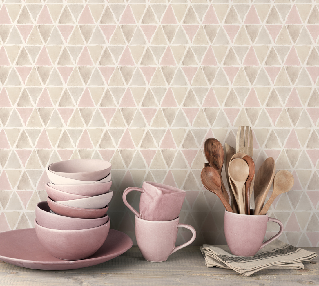 Papier peint Triangles rose gris - Style Cuisine 3 de Lutèce | Réf. LTC-CK36636