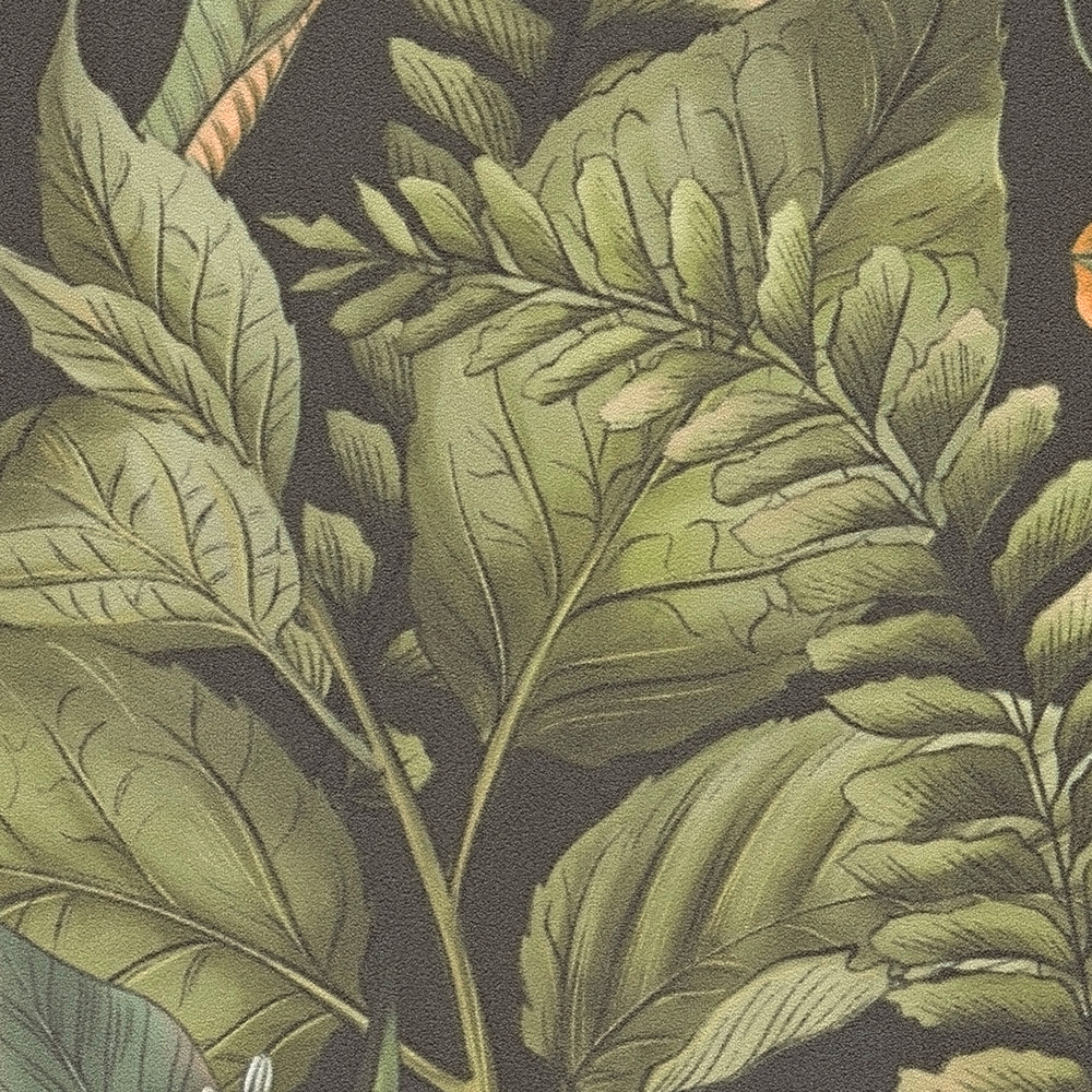 Papier peint Végétation Jungle vert noir - Drawn Into Nature de Livingwalls AMB5| Réf. 39413-1