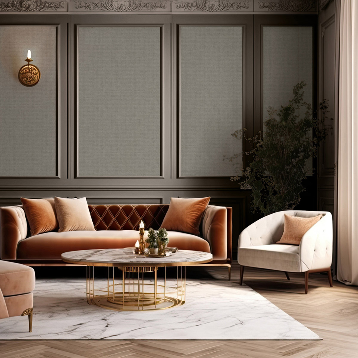 Papier Peint Faux uni Textile Paillettes gris marron argenté - Venezia d'Ugépa AMB2| Réf. UGP-M67318