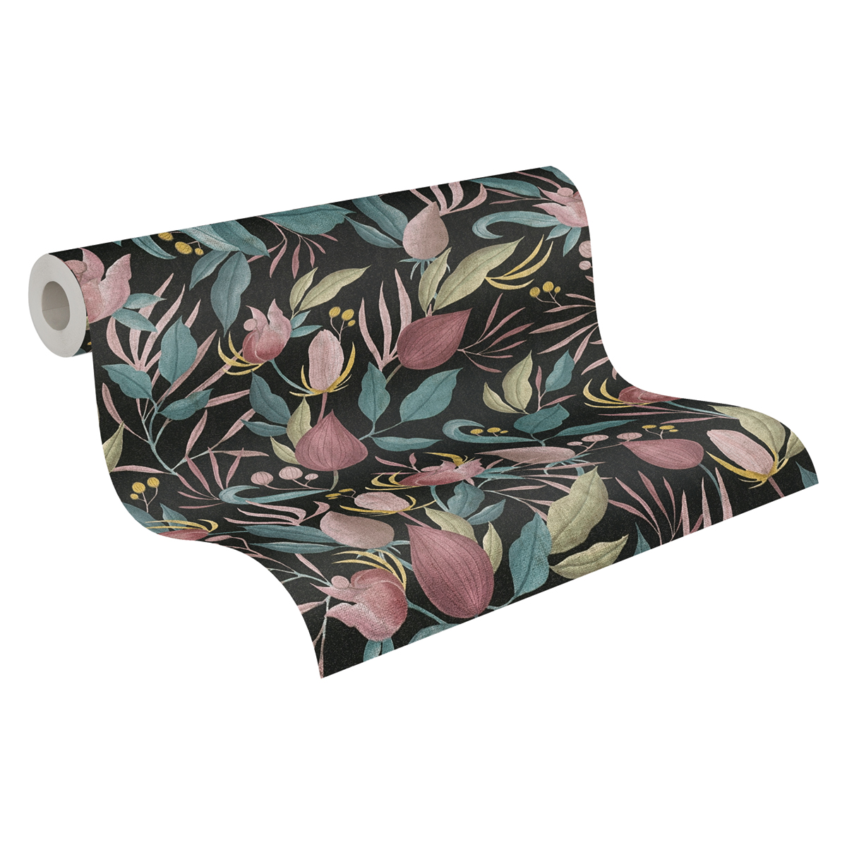 Papier peint Floral Still Bloom noir prune - Cosmoliving d'A.S. Création ROLL | Réf. AS-790622