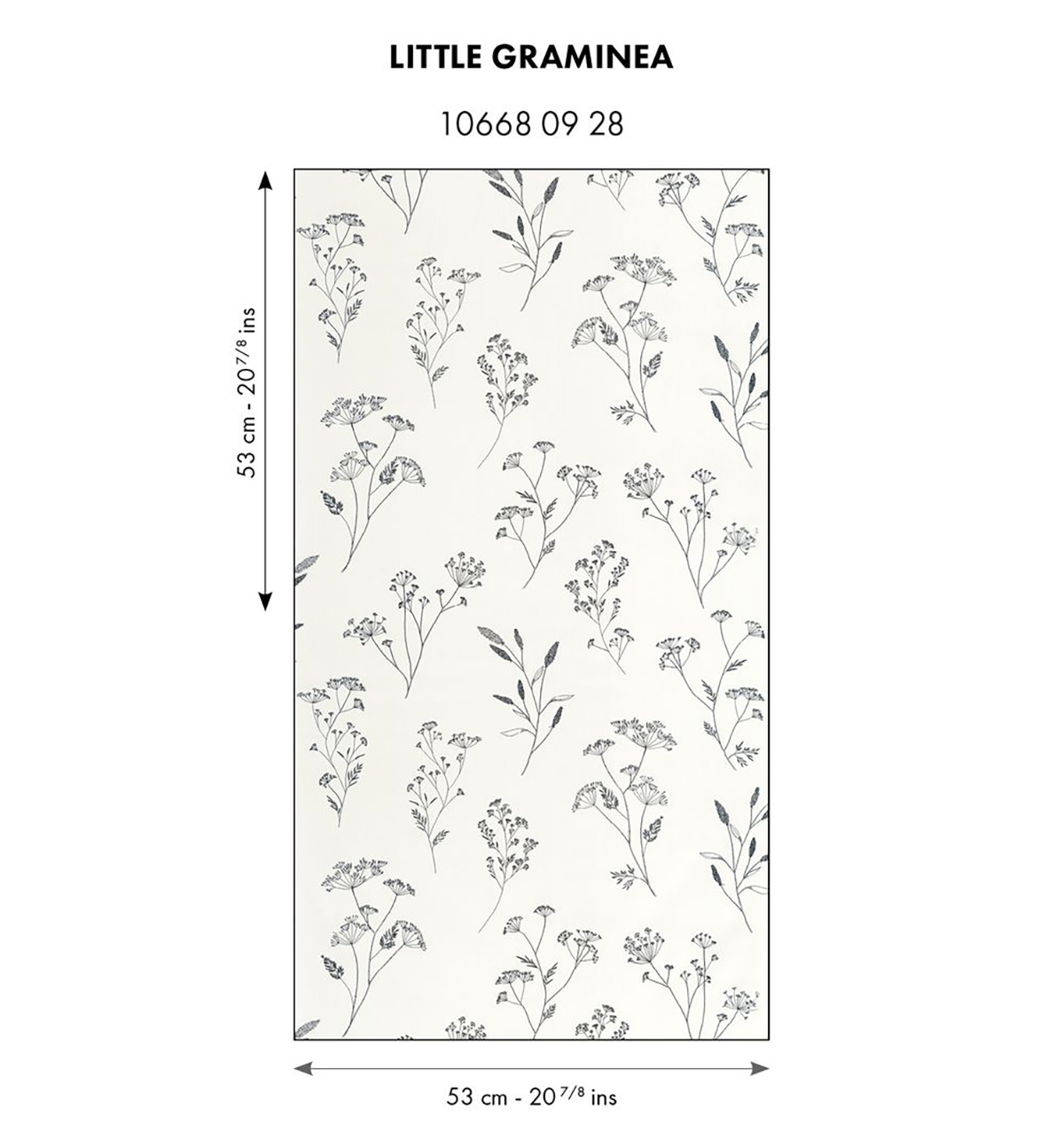 Papier peint Fleur Little Graminea noir et blanc - Art of Botany de Casélio AMBR | Réf. AOB106680928