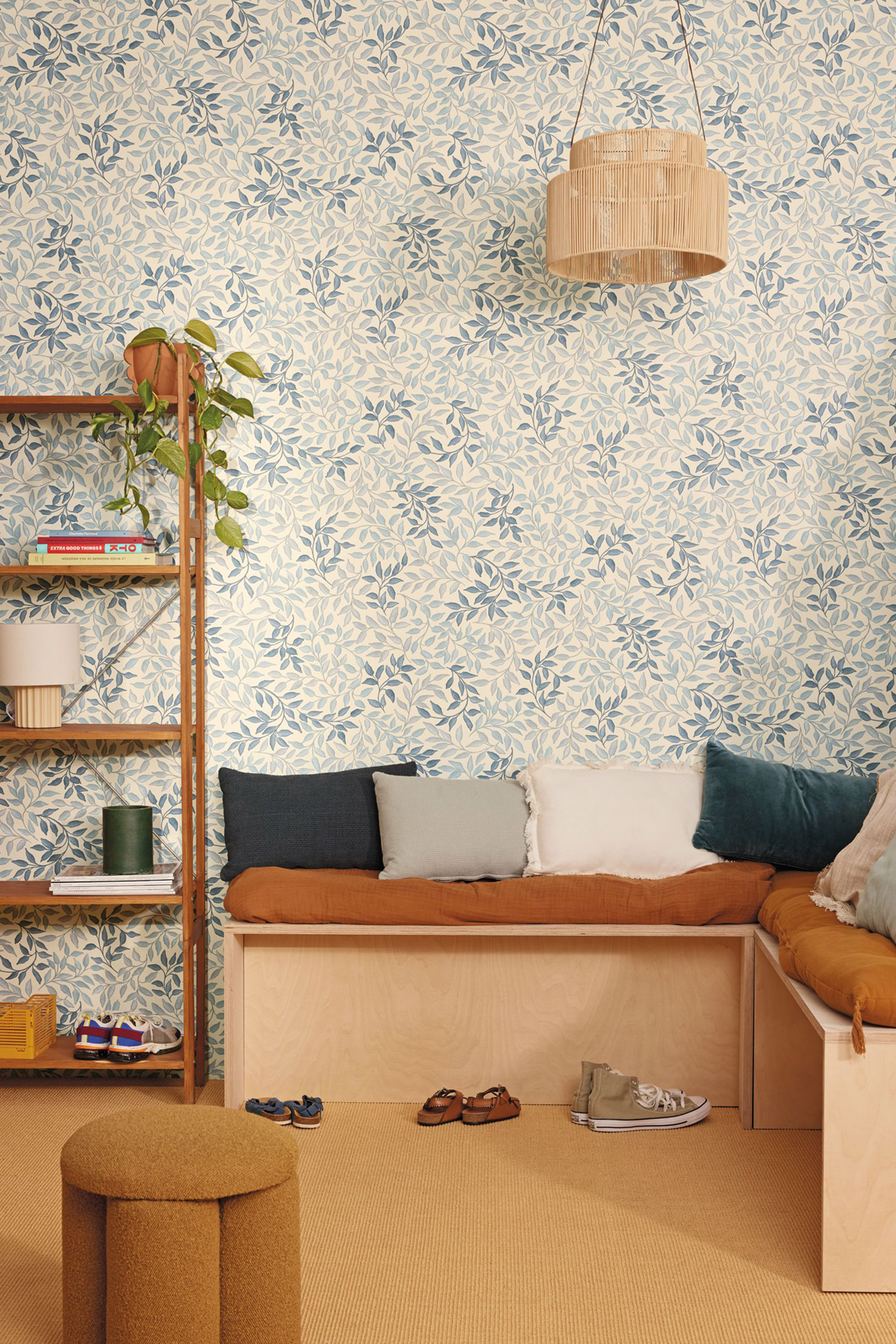 Papier peint Feuille Rameaux Printemps bleu - Balade de Casélio | Réf. BLD106116062