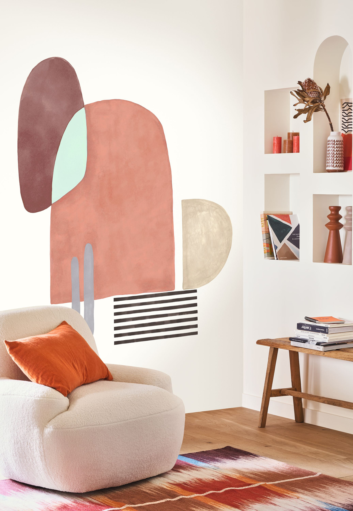 Papier peint panoramique Graphique Gelato S pêche 200X250 - Milano Sixties de Casadéco | Réf. MISI89423205