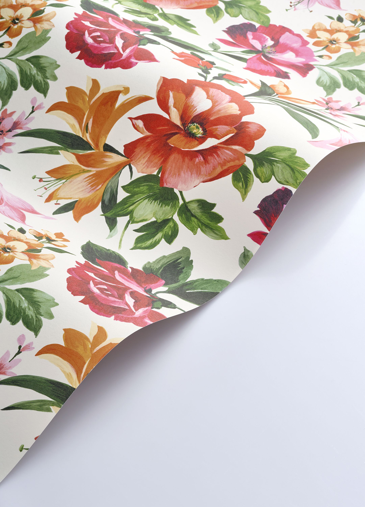 Papier peint Bouquet d'été rouge passion - Le Beau Jardin de Casadéco VAGUE | Réf. BJAR202578654