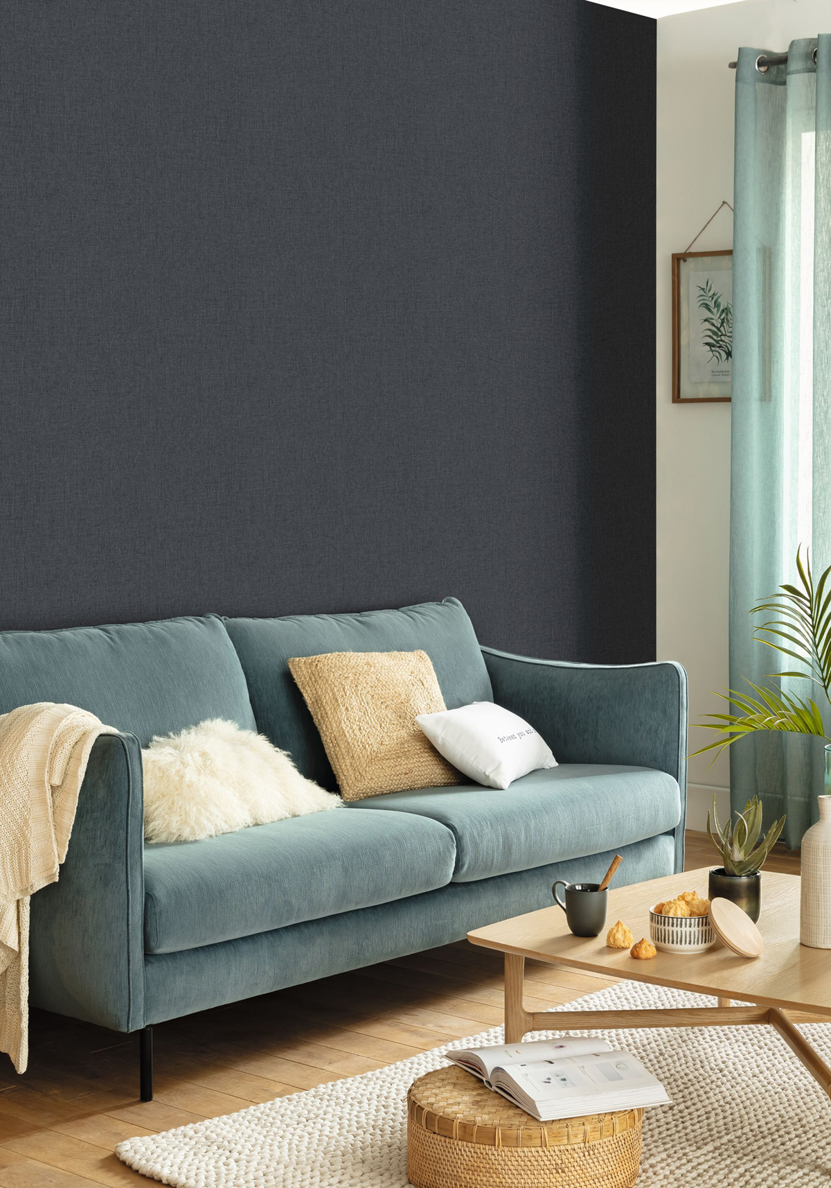 Papier peint Faux Uni Tissage noir - Moonlight 3 de Casélio | Réf. MNL3103229610
