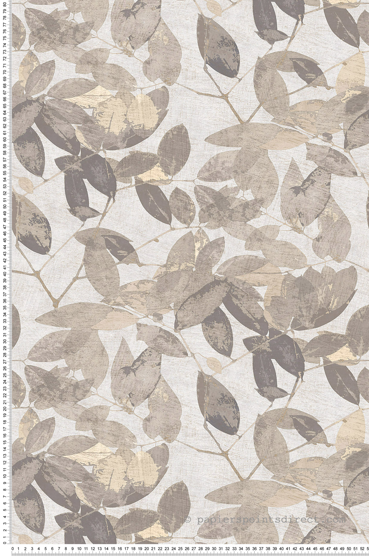 Papier peint Feuille Contrejour taupe gris - Herbier de Montecolino | Réf. MC-HE27271
