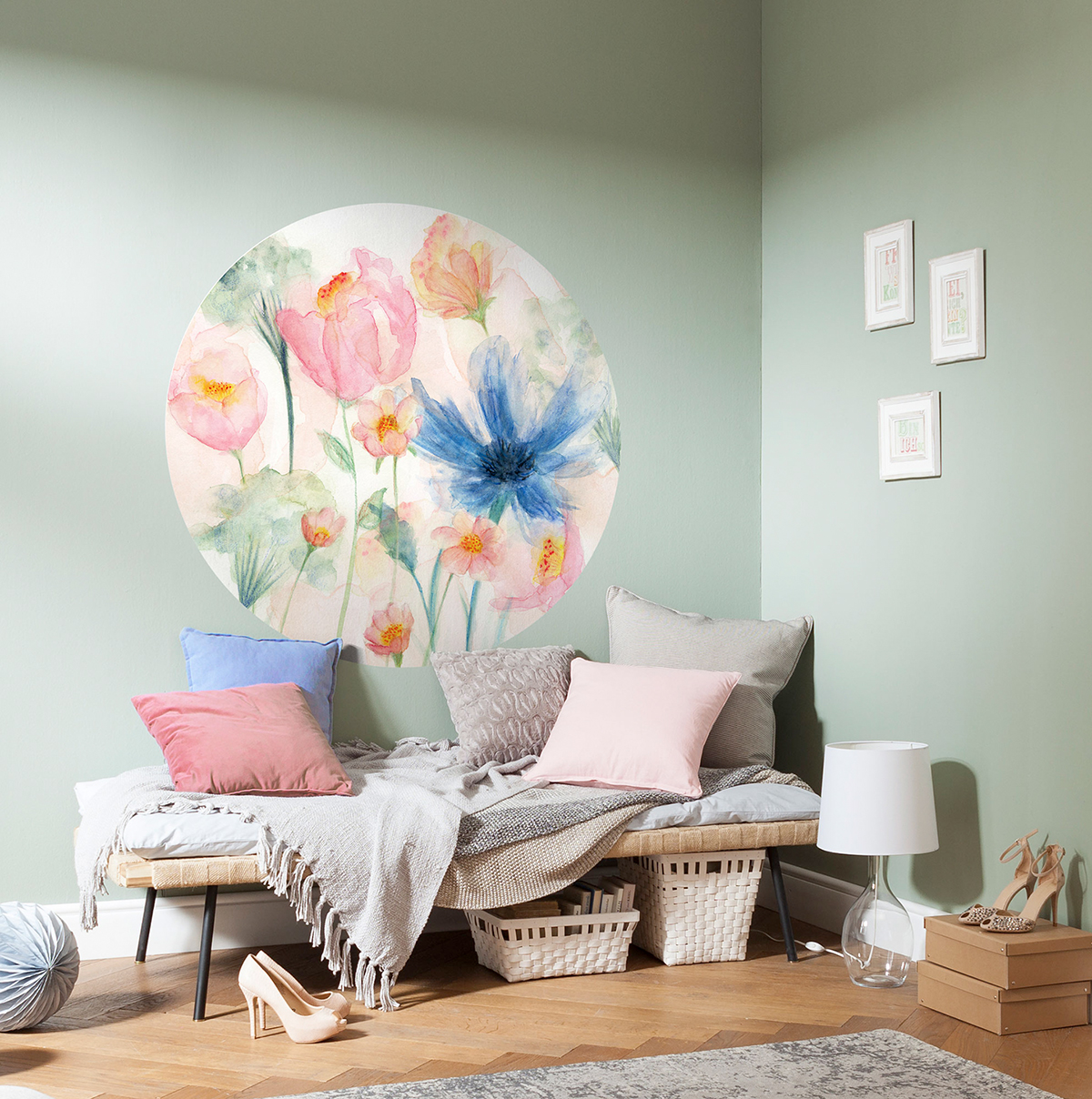 Papier peint adhésif rond Fleur May - Papier peint Komar Le Jardin