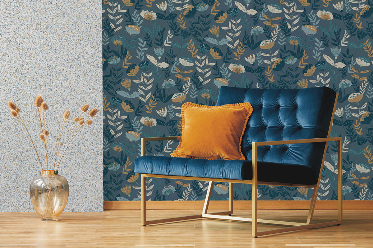Papier peint Fleur Abstrait bleu - Melody de Lutèce | Réf. LTC-51194511