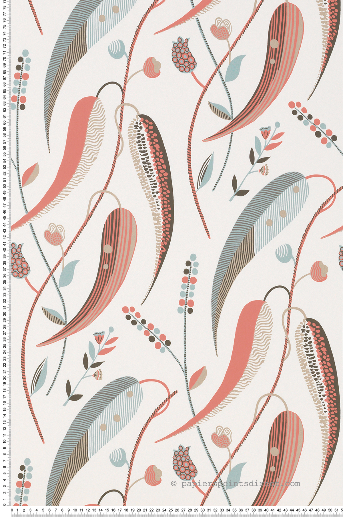 Papier peint Feuillage Colbert corail - Les Indiennes de Nina Campbell | Réf. OSB-NCW4353-01