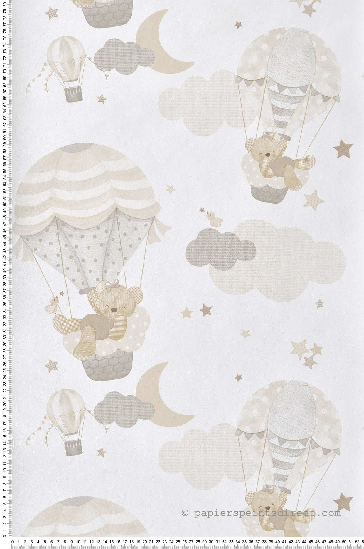 Papier peint Ourson Montgolfière beige taupe - Babyland 2 de Lutèce | Réf. LTC-14817