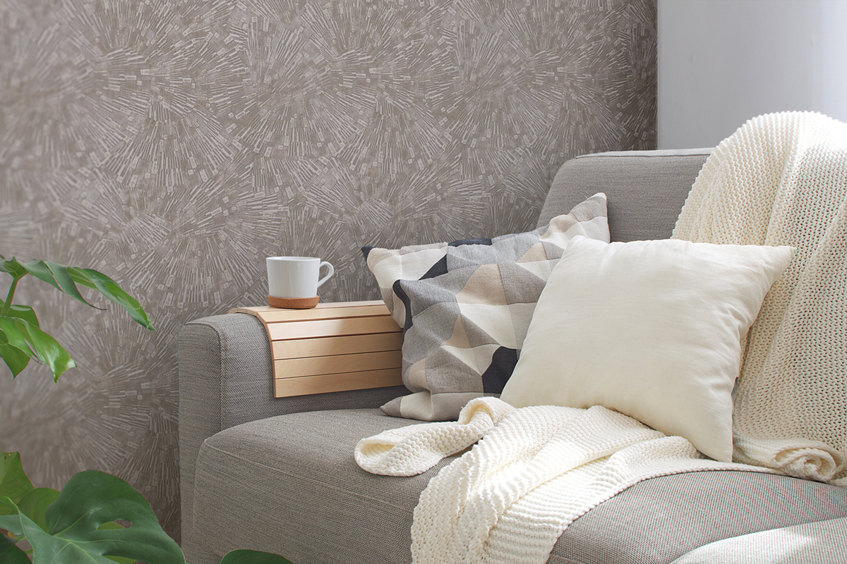 Papier peint Contemporain Géo Radiant lin - Titanium 3 d'AS Création | Réf. SP15626