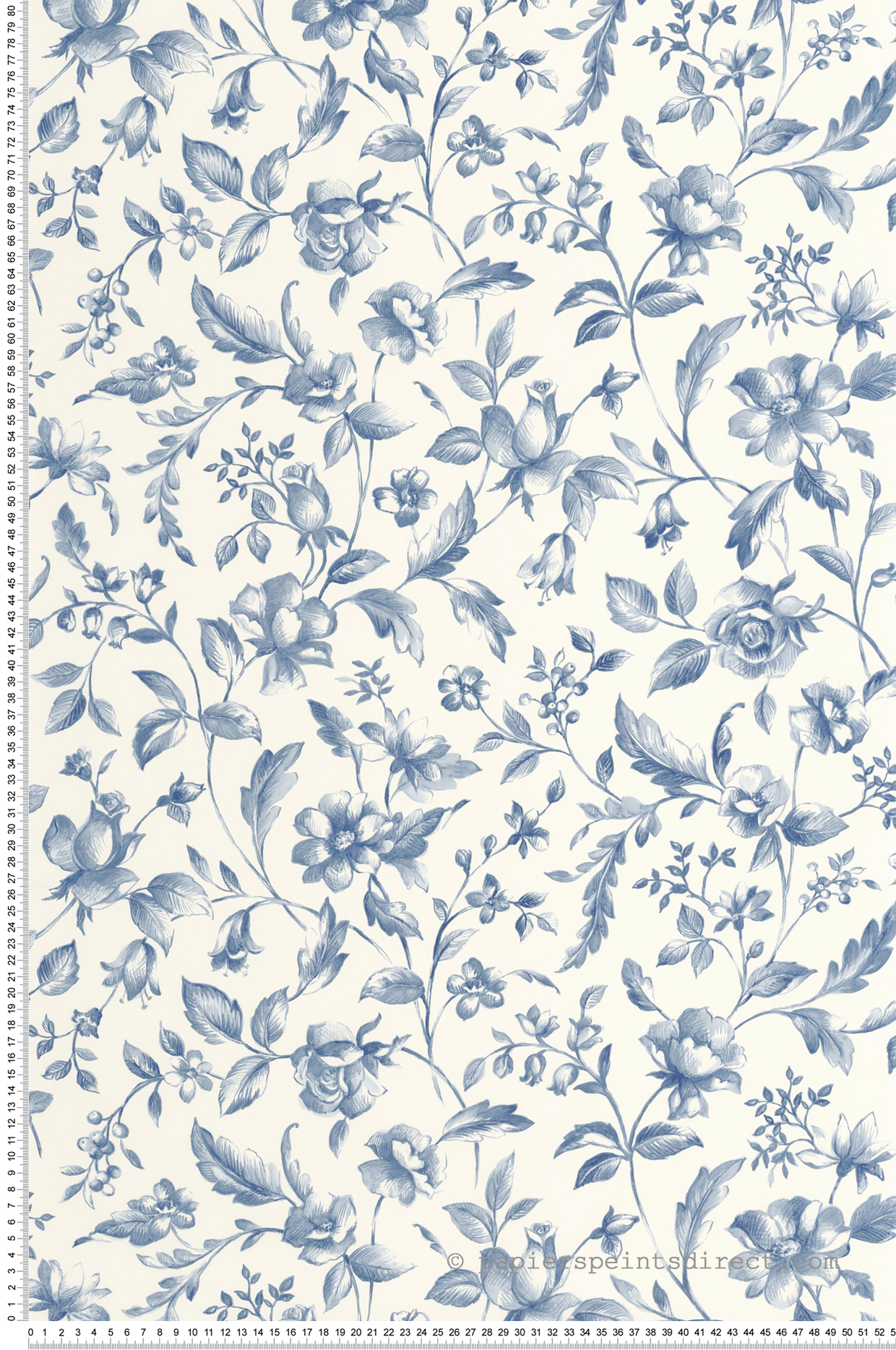 Papier peint Porcelaine Fleurie Pastelia bleu encre - Blue Shades de Casélio | Réf. BLS107506110