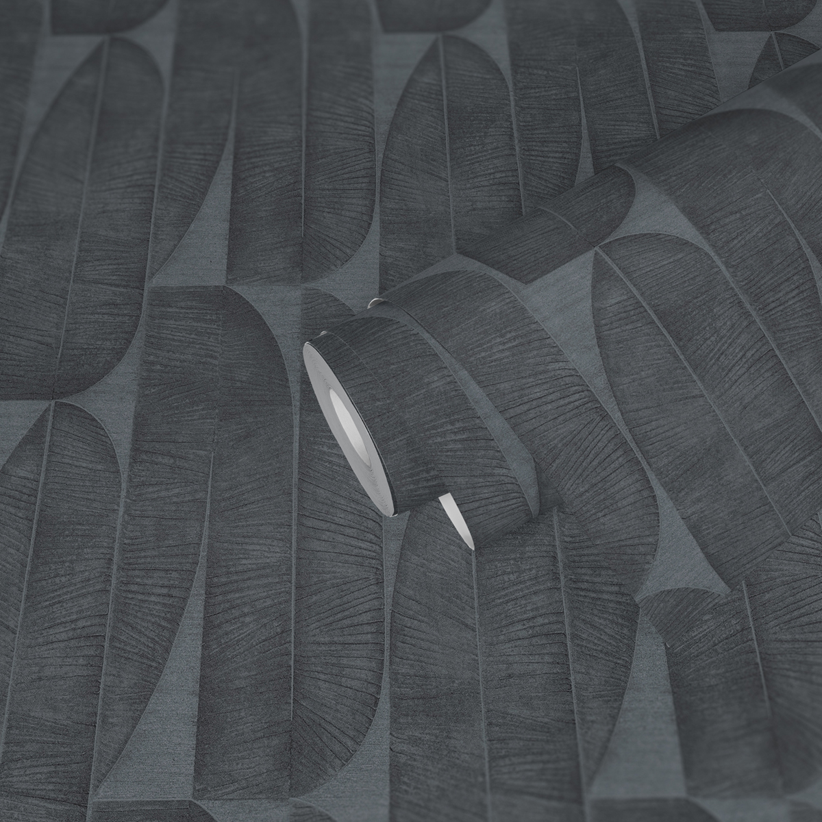 Papier peint Grandes Palmes Géométriques anthracite - Stories of Life d'A.S. Création AMB2 | Réf. AS-396584