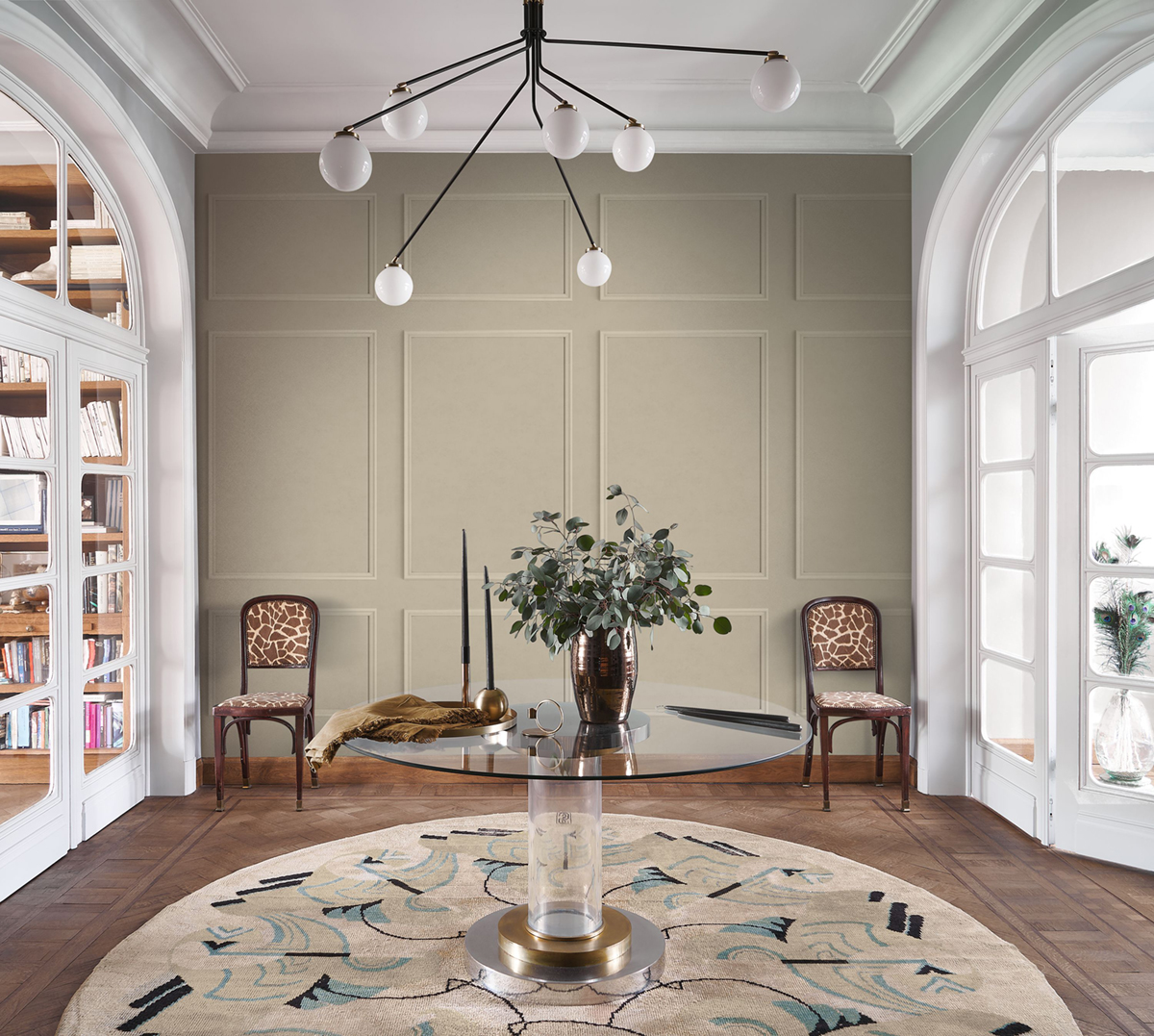 Papier peint panoramique Moulure le Grand Salon ficelle 90X310 - Moulures & Co de Casadéco | Réf. MOCO200201124