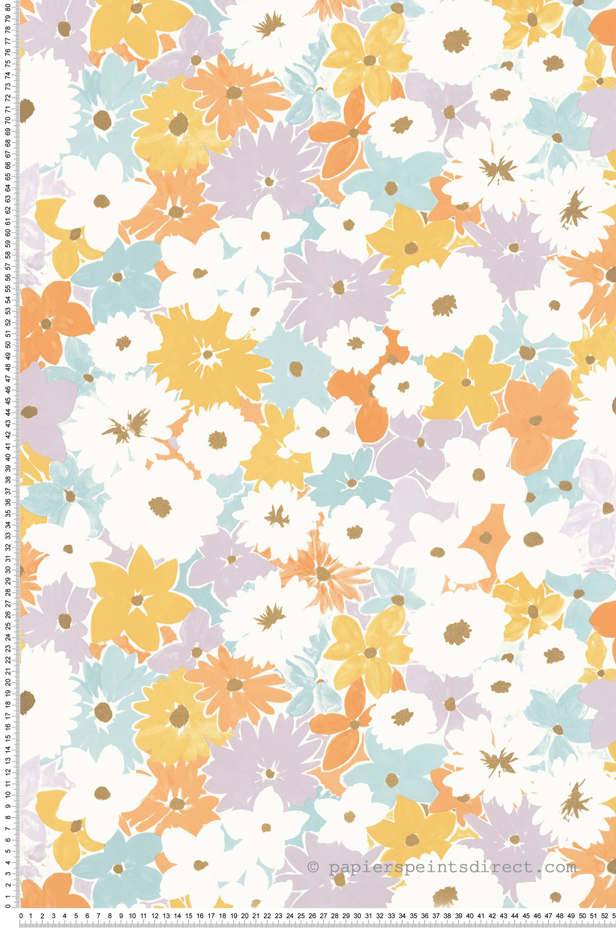 Papier peint Fleur Enfant Flora multicolore doré - Let's Go Girls! de Casélio | Réf. LGG104416201