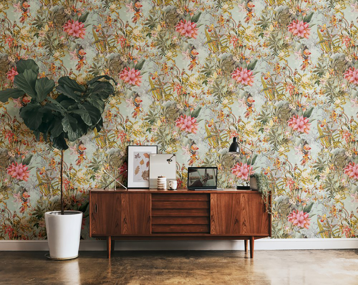 Papier peint Fleur Vintage vert et rose - Dream Flowery de Architects Paper | AMB Réf. 38177-1