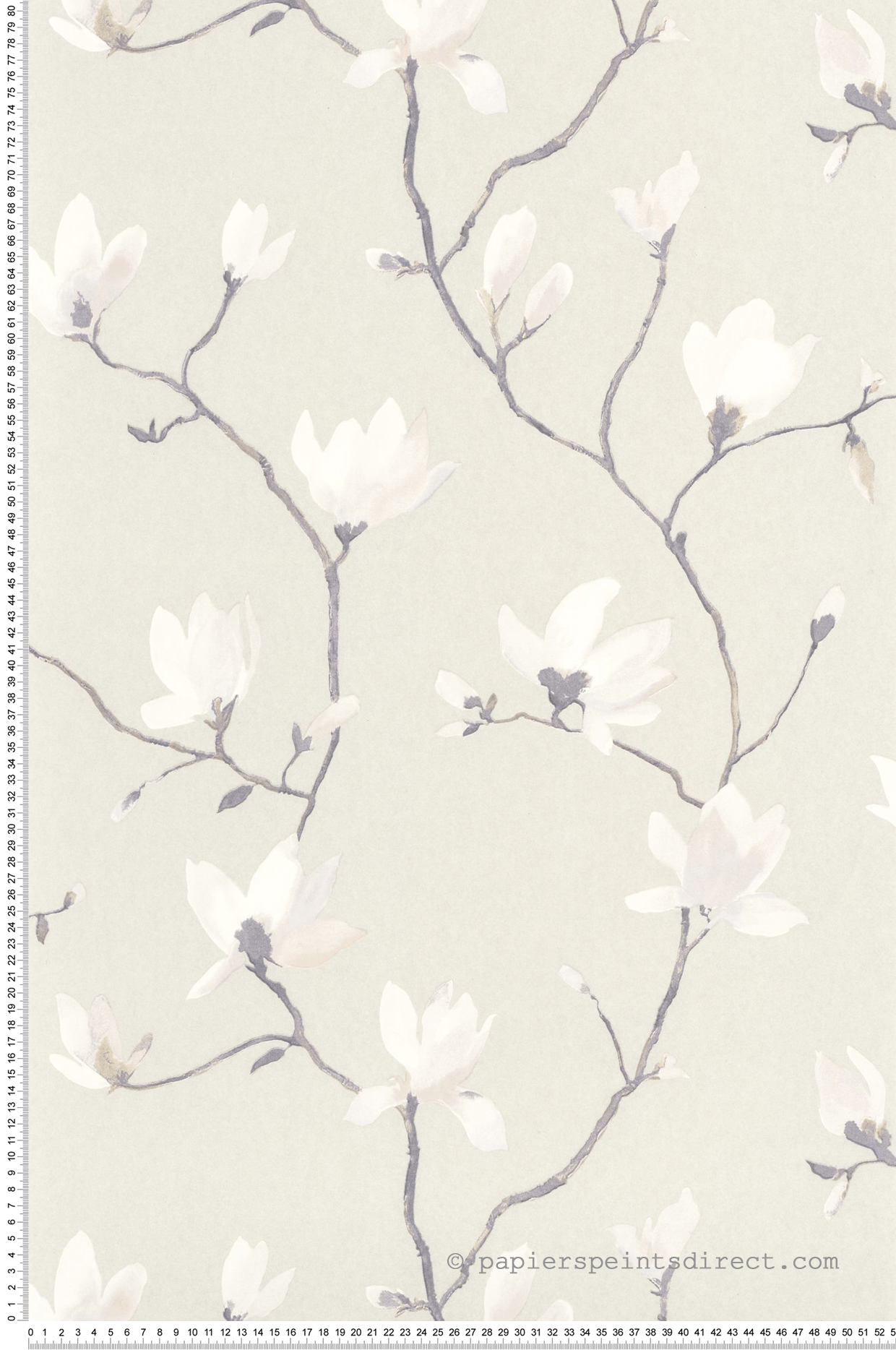 Papier peint Fleurs Suzhou gris clair - Gardens de Casadéco | Réf. GADN82360612