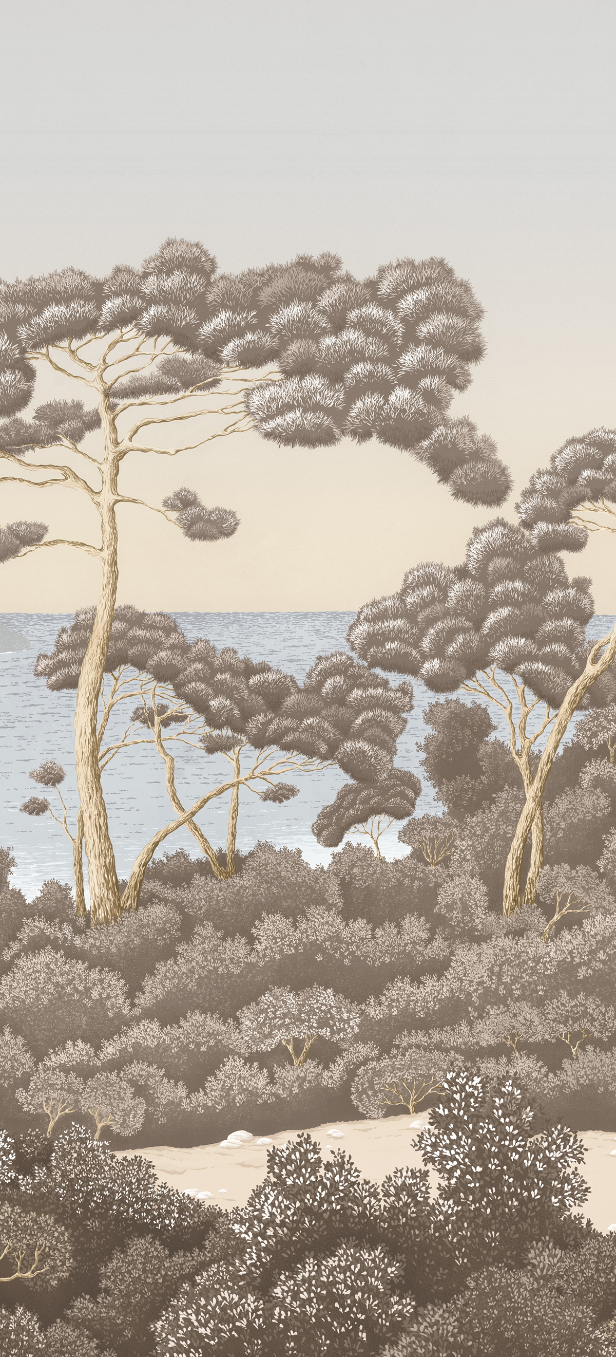 Papier peint panoramique Paysage Marin Port-Cros Bleu Ocre C - 7/8/9 - Isidore Leroy