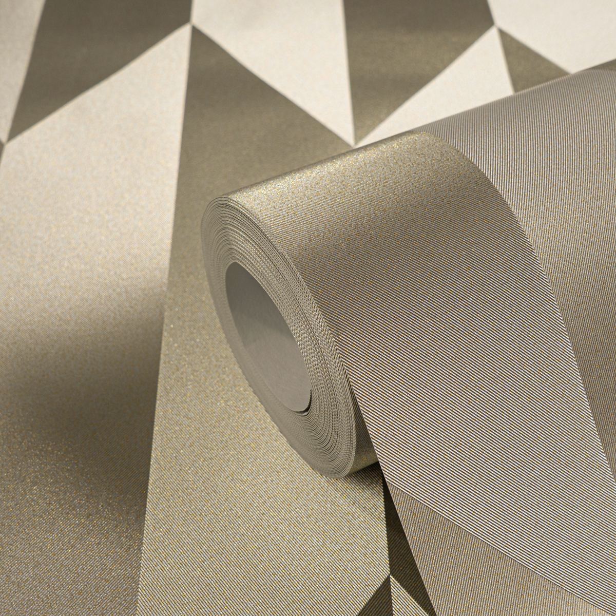 Papier peint Damier Graphique Groove grège métallisé - Cosmoliving d'A.S. Création ZOOM | Réf. AS-790865