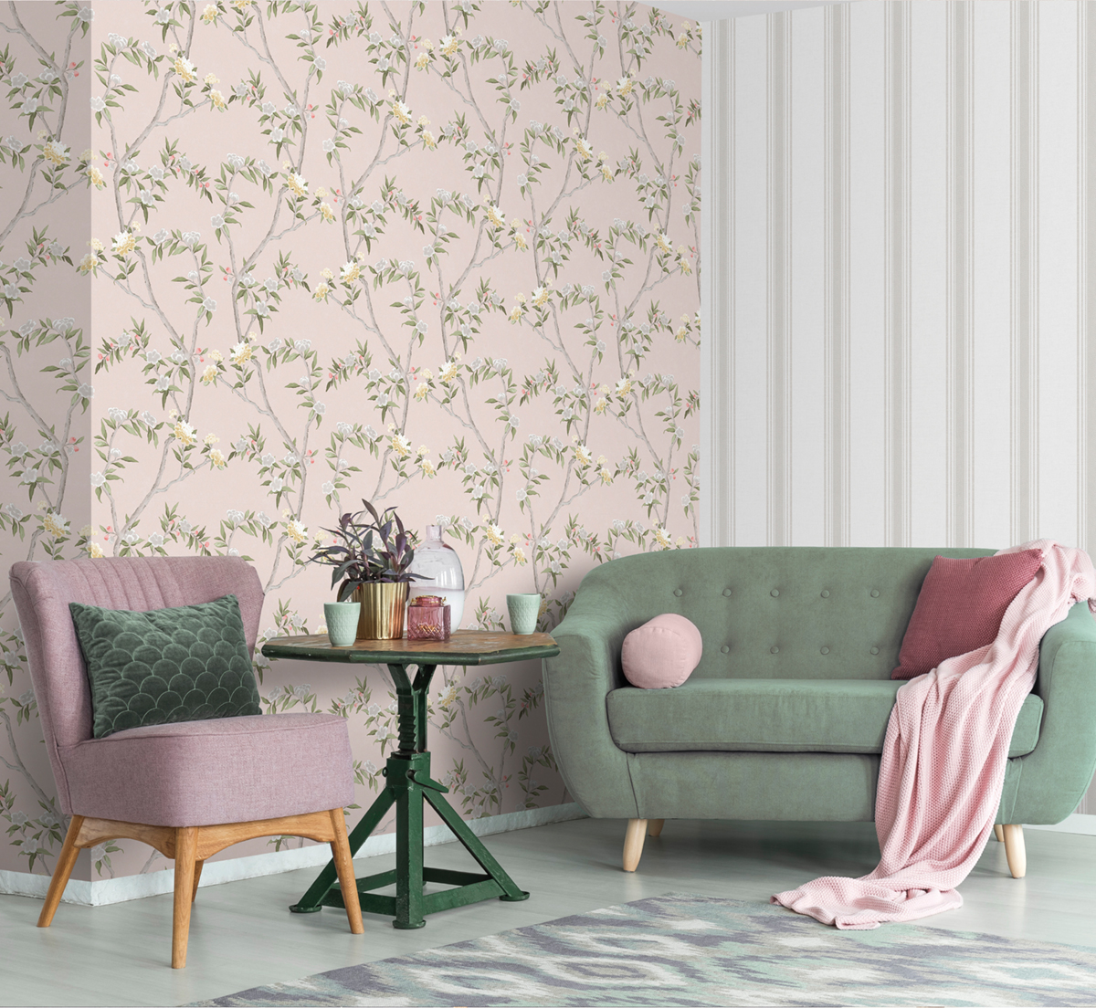 Papier peint Rayure Toile Chevron gris - Romance de Lutèce | Réf. LTC-19094