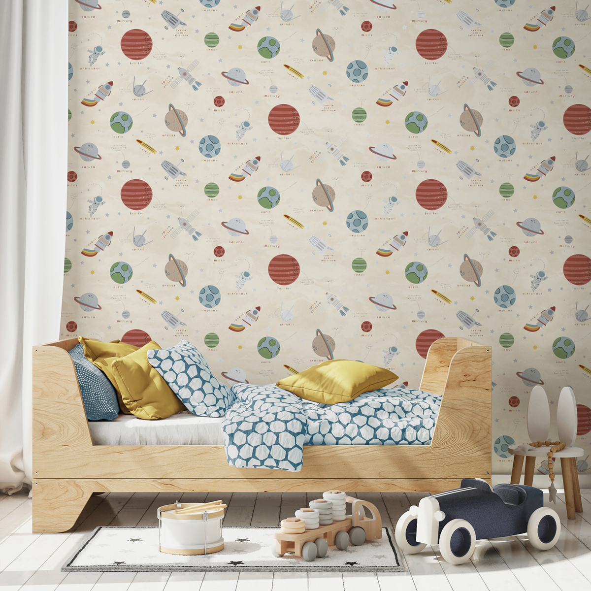 Papier peint Planète Astronaute Enfant beige - Imagine de Lutèce AMB2 | Réf. LTC-DL27596