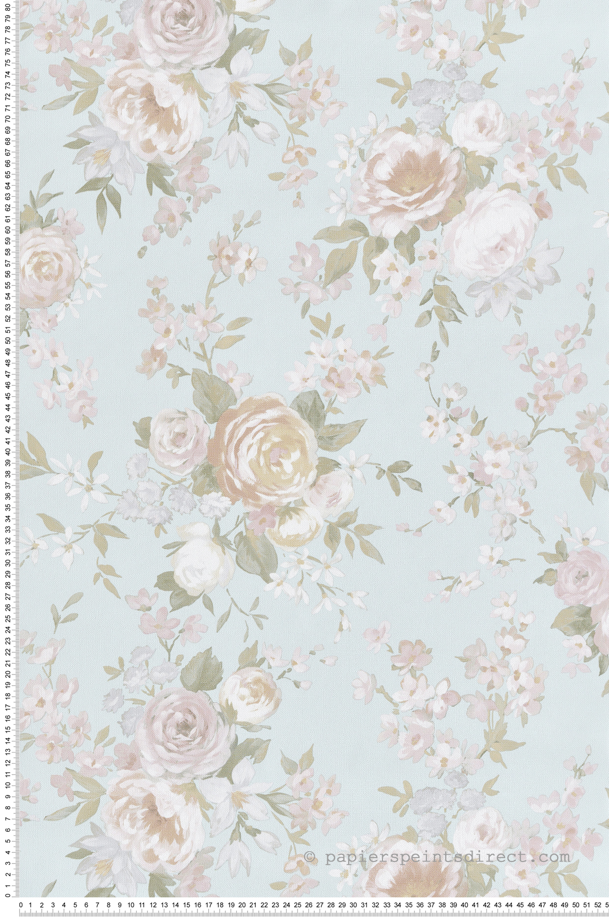 Papier peint Classique Grosse Fleur rose bleu ciel - Garden Party 2 de Montecolino | Réf. MC-8311