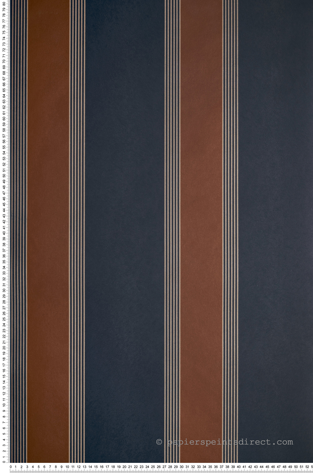 Papier peint Rayure Auteuil marine rouille - Square Jasmin de Casamance | Réf. CAS-75712446