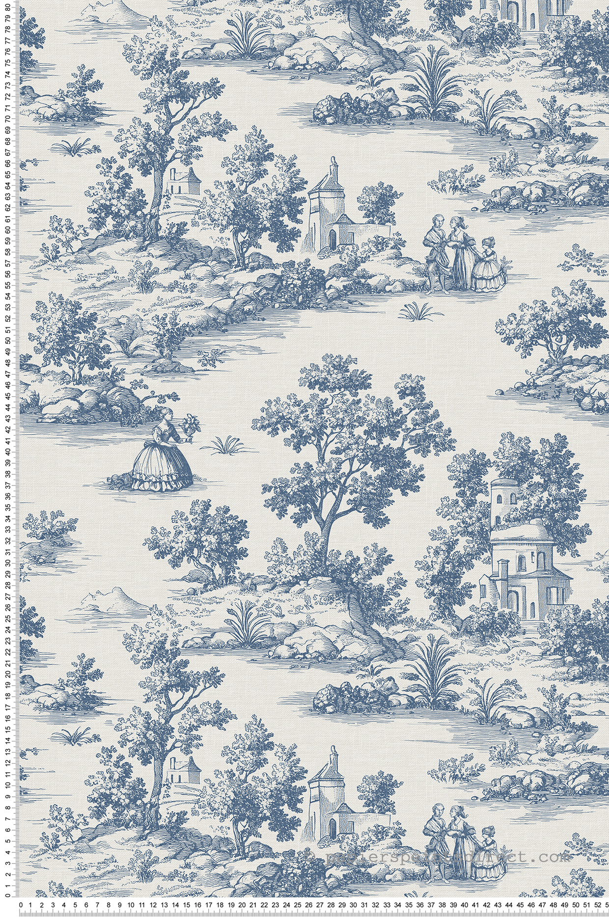 Papier peint Toile de Jouy Paysage bleu - Aristide de Lutèce | Réf. LTC-3858-3