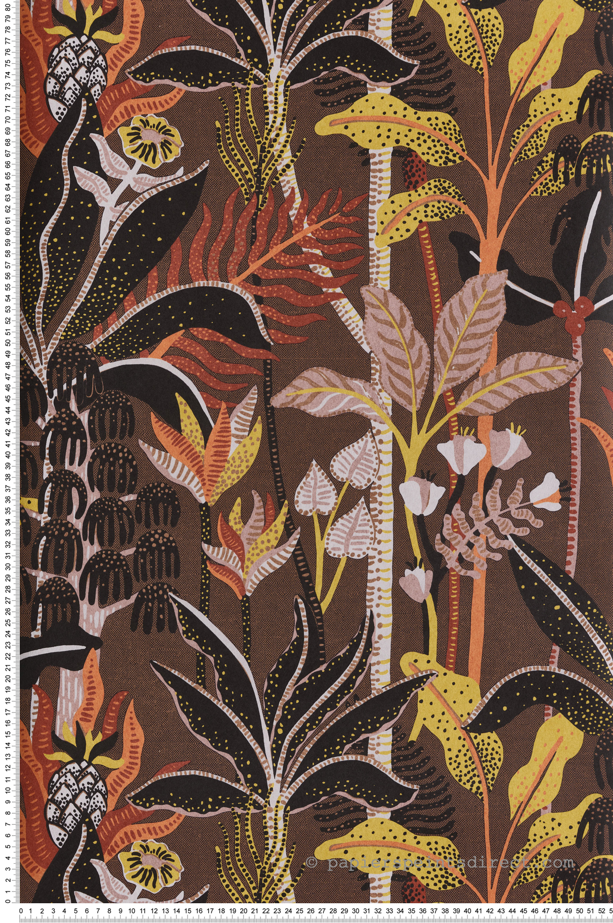 Papier peint Jungle Tropicale José marron jaune - Havana de Masureel | Réf. MAS-HAV001