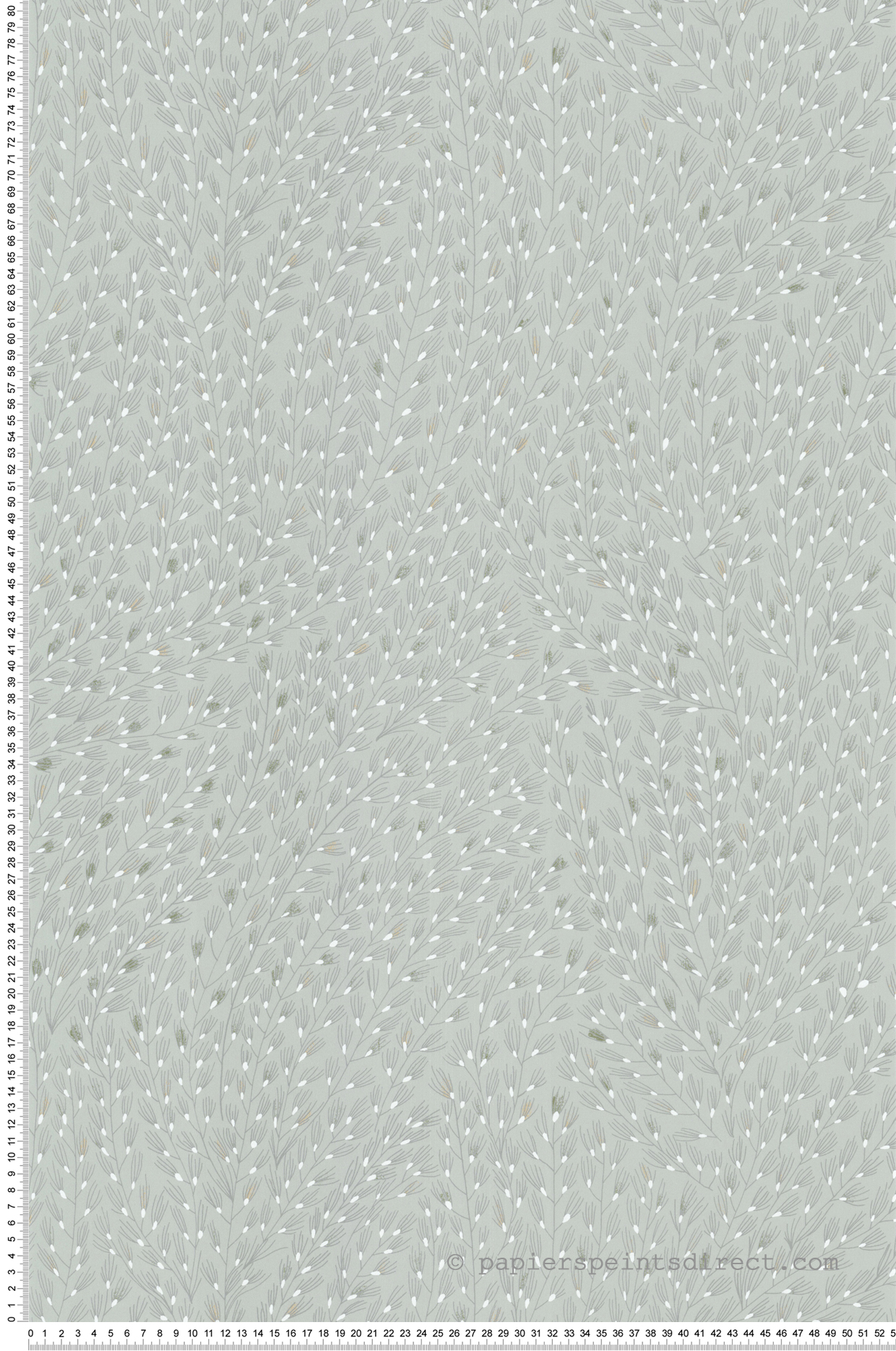 Papier peint Semis Feuillage gris perle - Soline de Lutèce | Réf. LTC-51250609