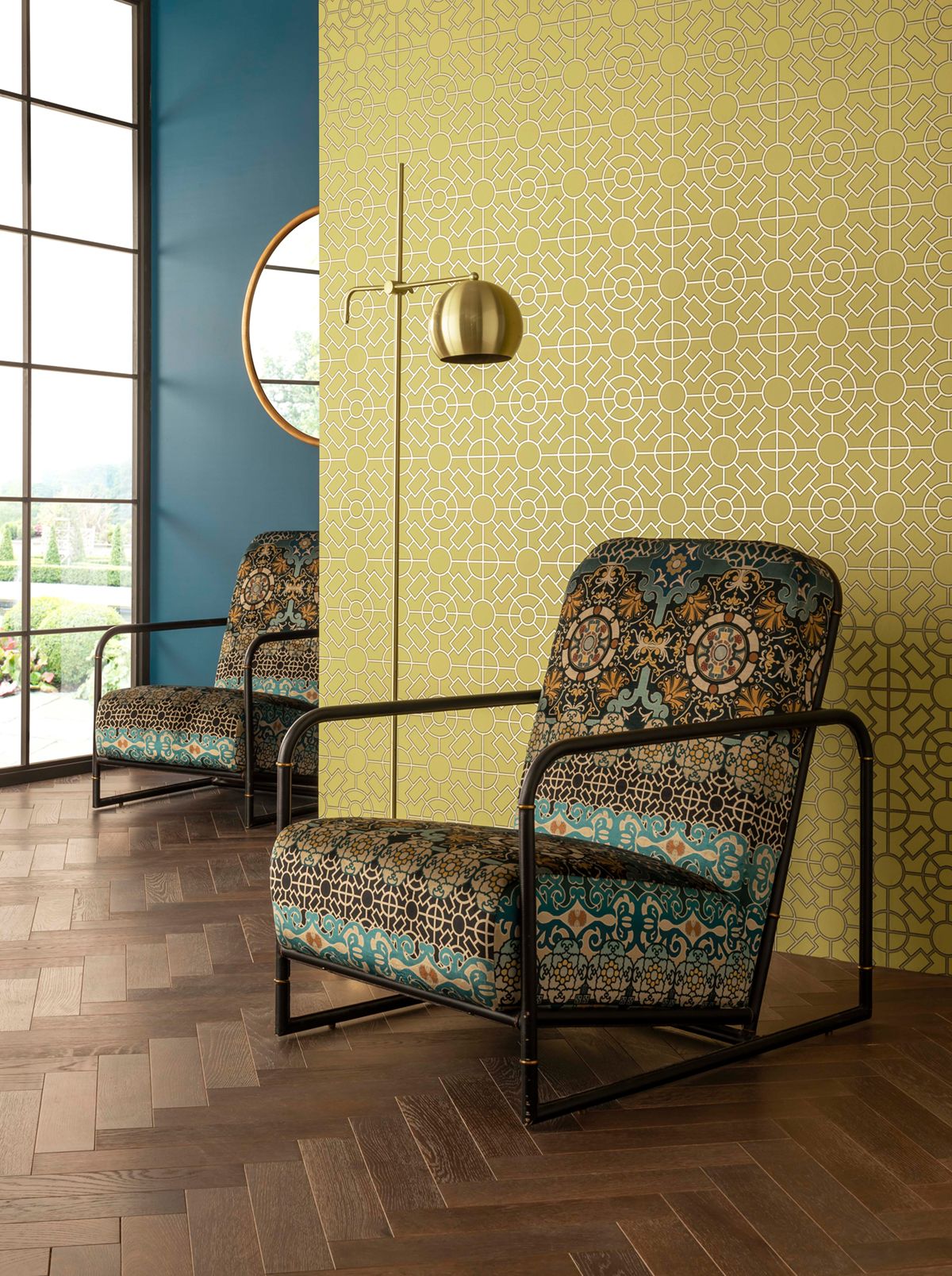 Papier peint Géométrique Knot Garden jaune - Mansfield de Osborne & Little | Réf. OSB-W7455-01