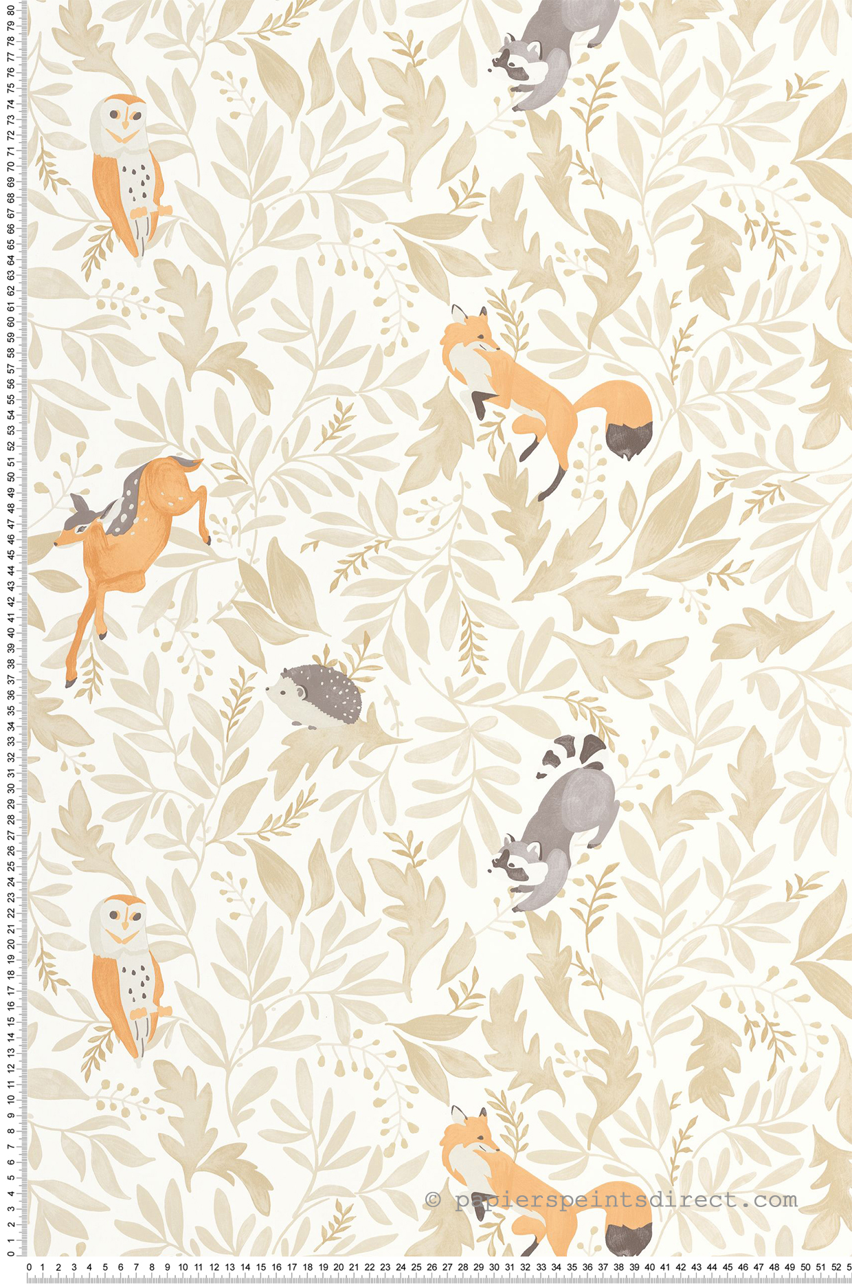 Papier peint Animaux Balade en Forêt beige - Les Minis Mondes de Casélio | Réf. MNM105741010