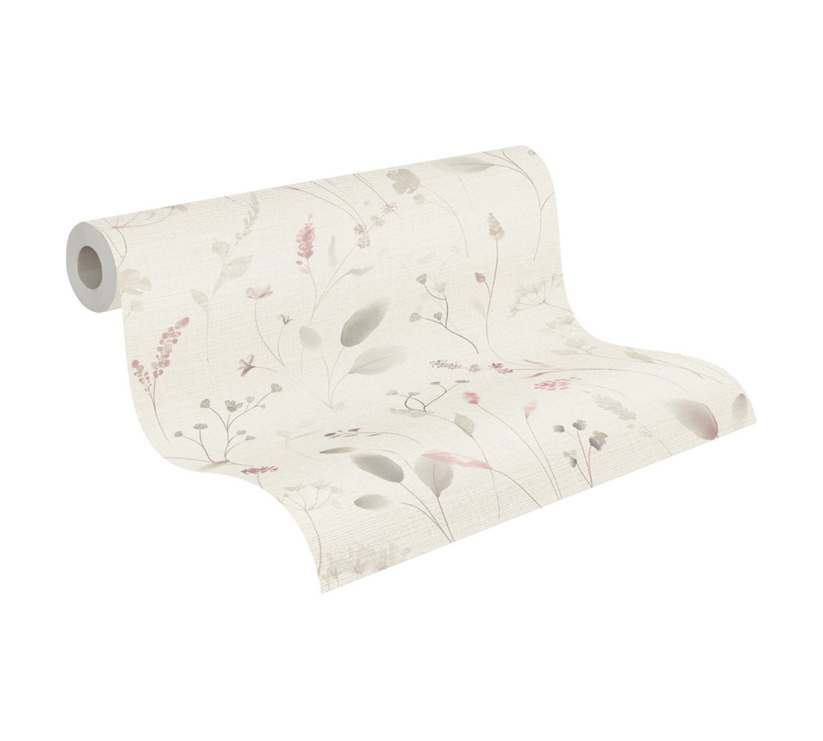 Papier peint Herbier Champêtre Toile vert rose - Pintwalls 3 d'A.S. Création ROLL | Réf. AS-791703