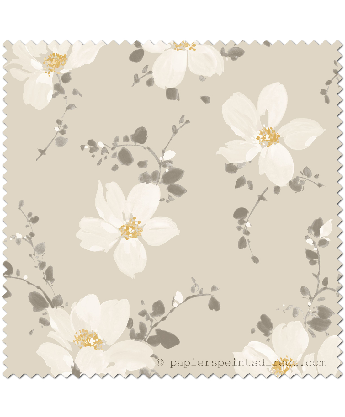 Tissu Clématites grège - Florescence de Casadeco | Réf. FLRE82451249