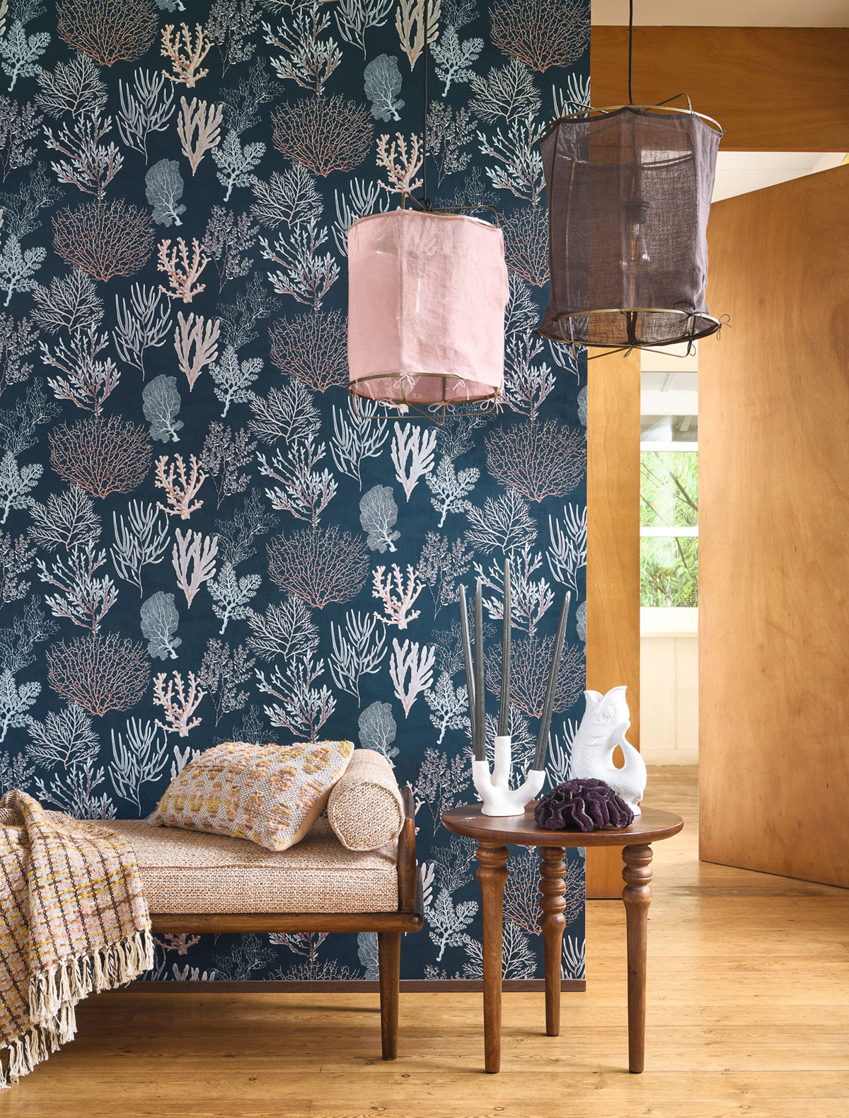 Papier peint Marin Corail bleu marine - Seaside de Casadéco | Réf. SEAS83976776