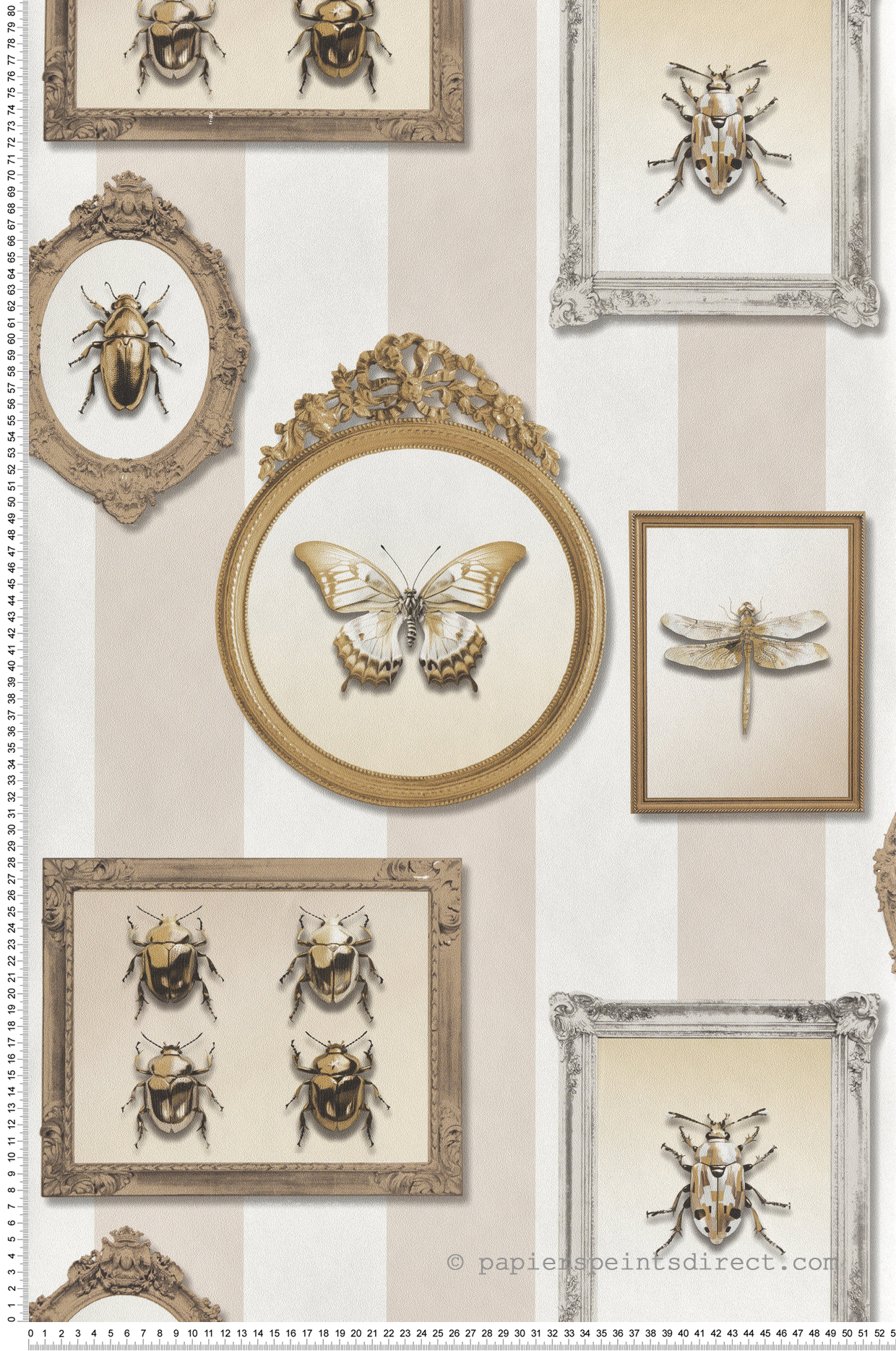 Papier Peint Cadre Insecte Entomologie Pop beige - Illusion d'Ugépa | Réf. UGP-M89507