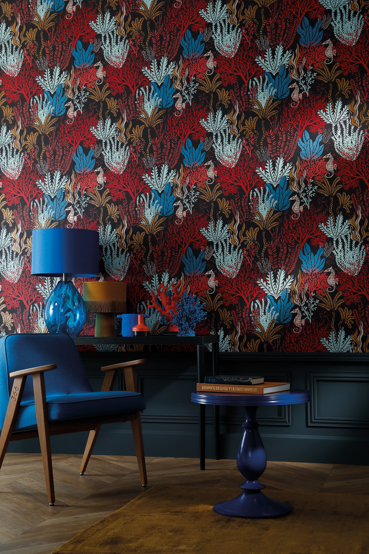 Papier peint Fond marin Posidonie multicolore - Orphée de Casamance | Réf. CAS-74700508