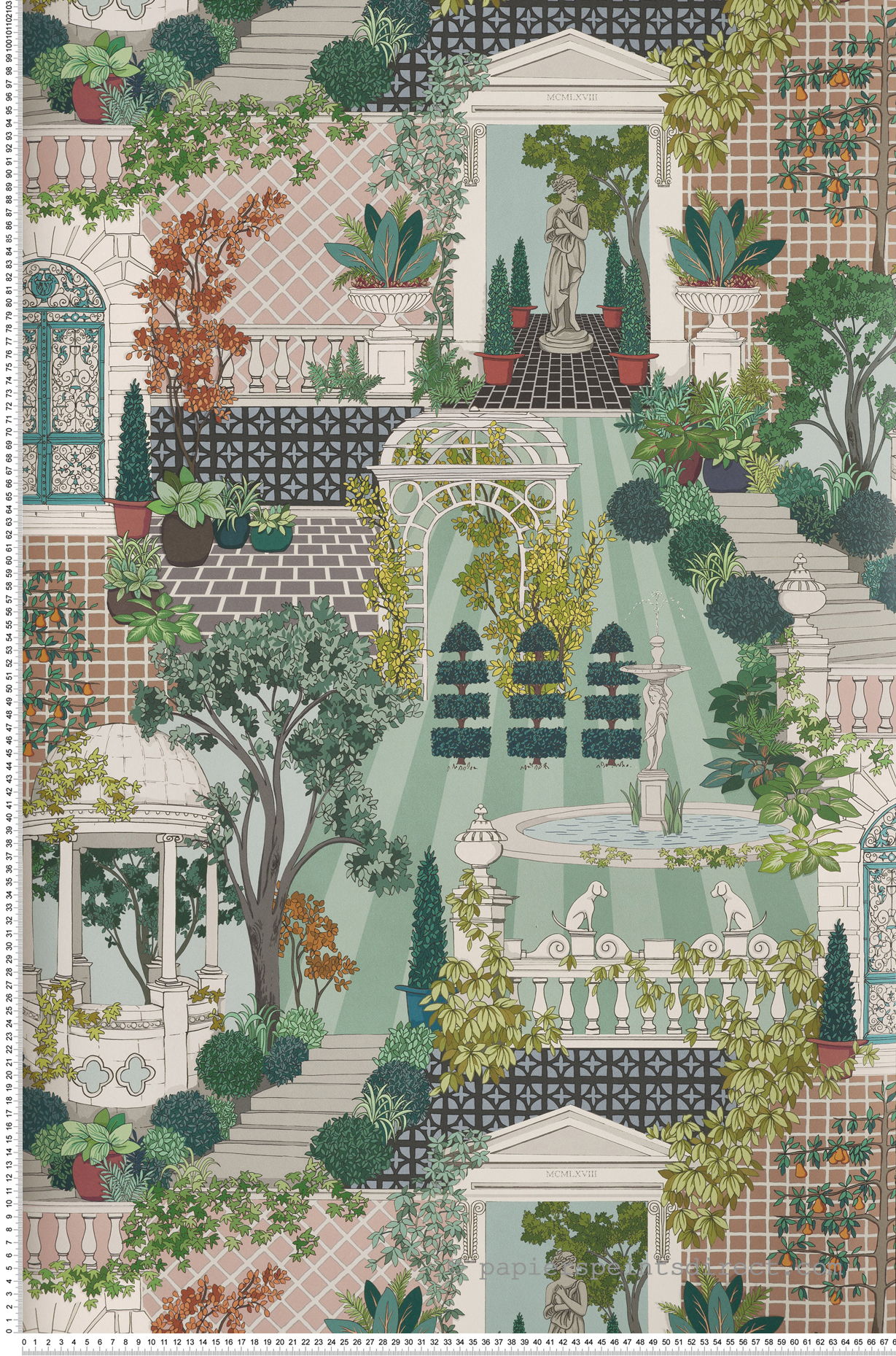 Papier peint Jardin Follies vert - Mansfield de Osborne & Little | Réf. OSB-W7459-01